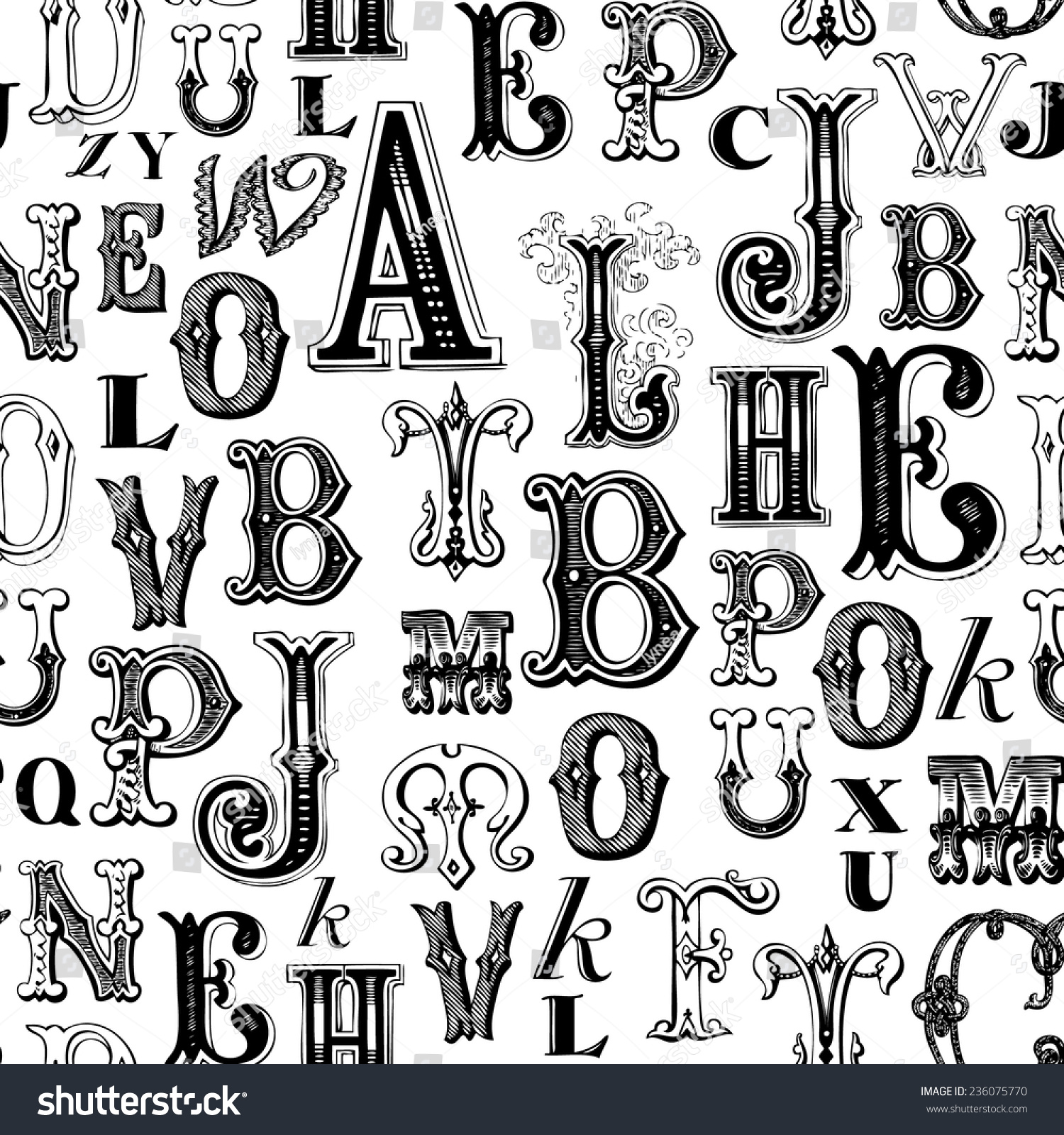 letter vintage vector Stock 236075770 Pattern Vector Vintage Seamless Letters