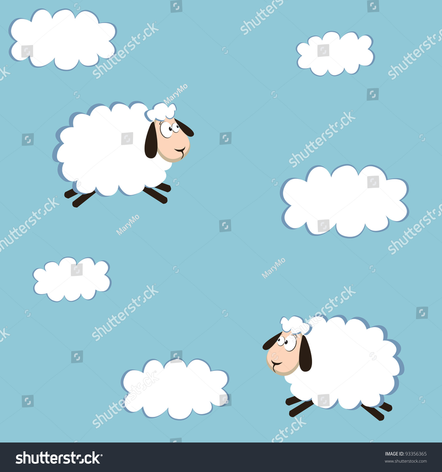 Seamless Pattern White Sheep Cloud On Stock Vector 93356365 - Shutterstock