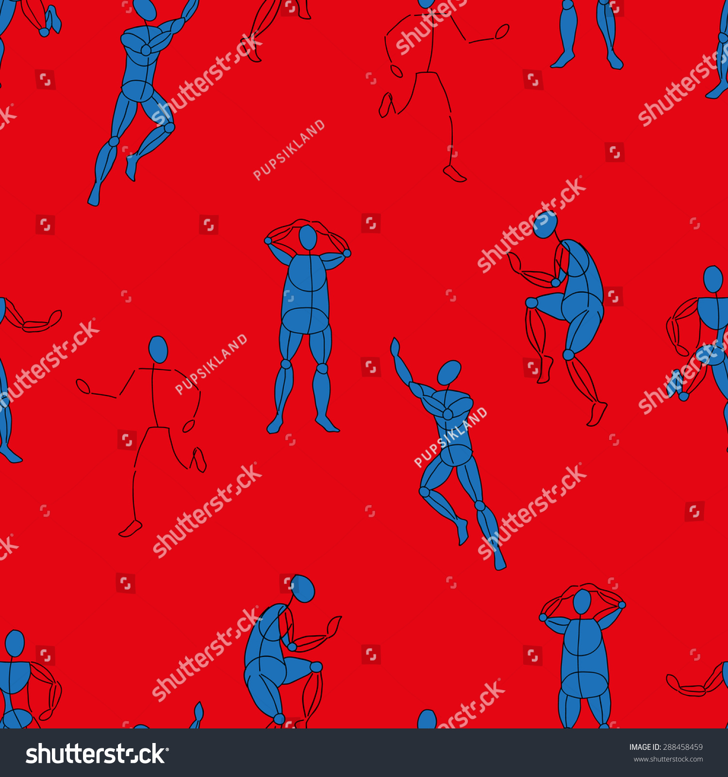 Seamless Pattern Graphic Frame Human Figure Stock Vector Royalty Free