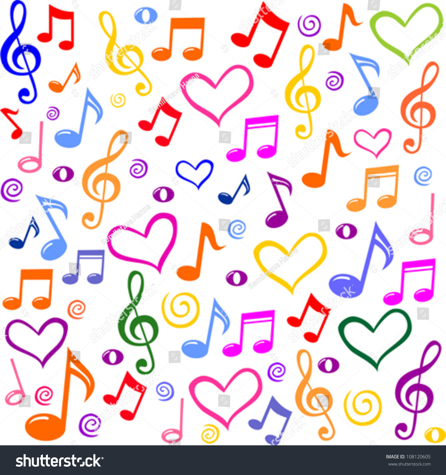 Seamless Pattern Music Notes Vector Illustration Stock Vector 108120605 ...