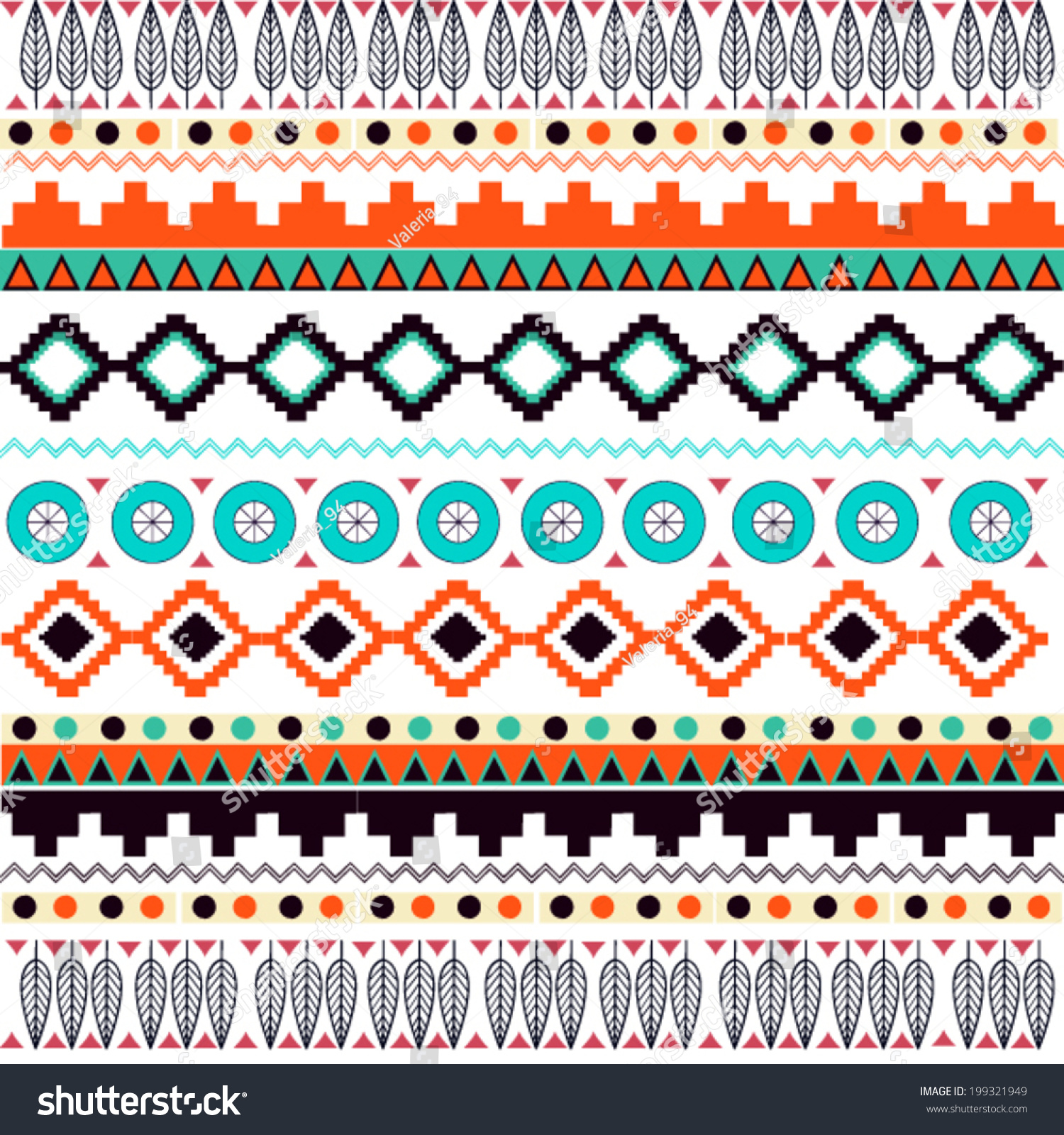 Seamless Pattern With American Indian Geometric Print Stock Vector ...