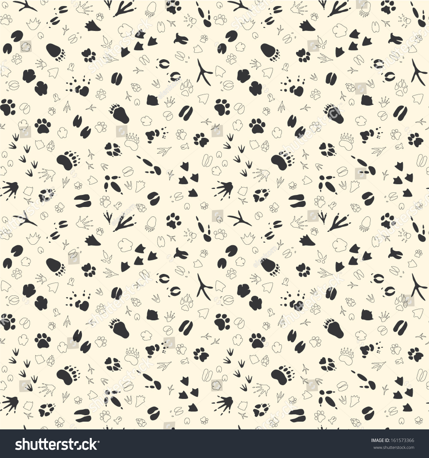 Seamless Pattern With Animal Tracks Stock Vector Illustration 161573366