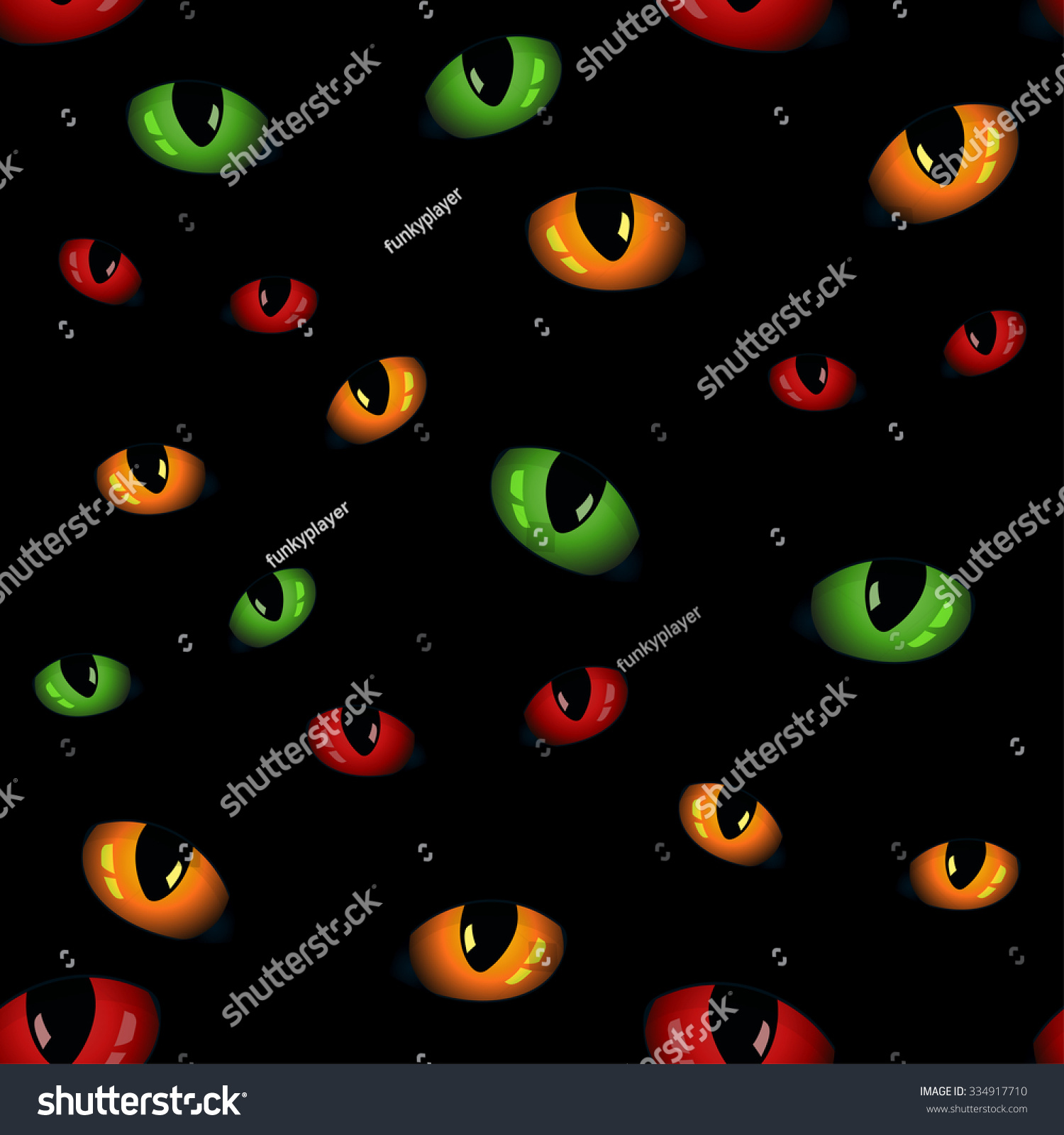 Seamless Pattern Animals Eyes Glow Dark Stock Vector (Royalty Free