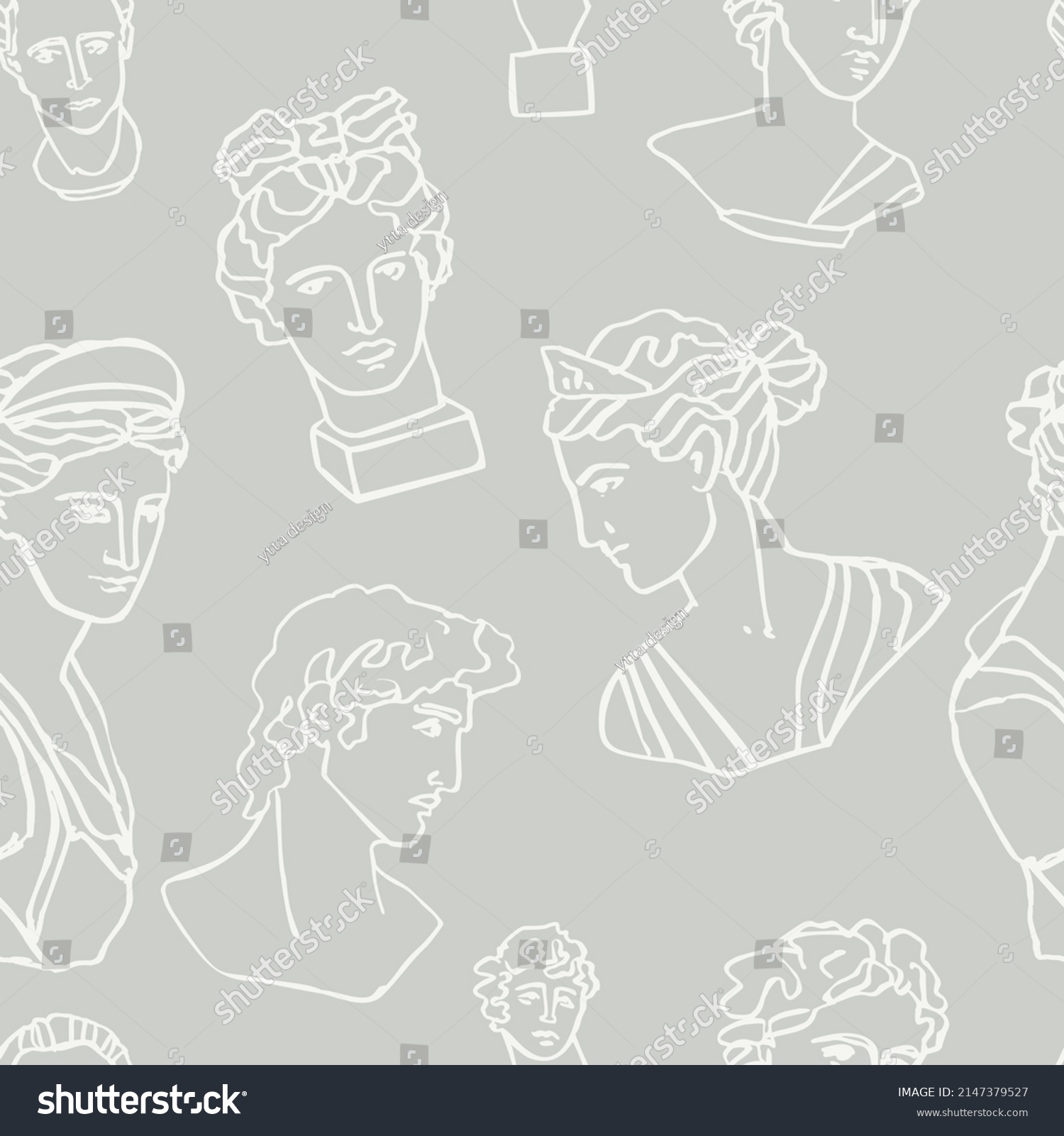 Seamless Pattern Antique Busts Greek Mythical Stock Vector Royalty Free 2147379527 Shutterstock 0180