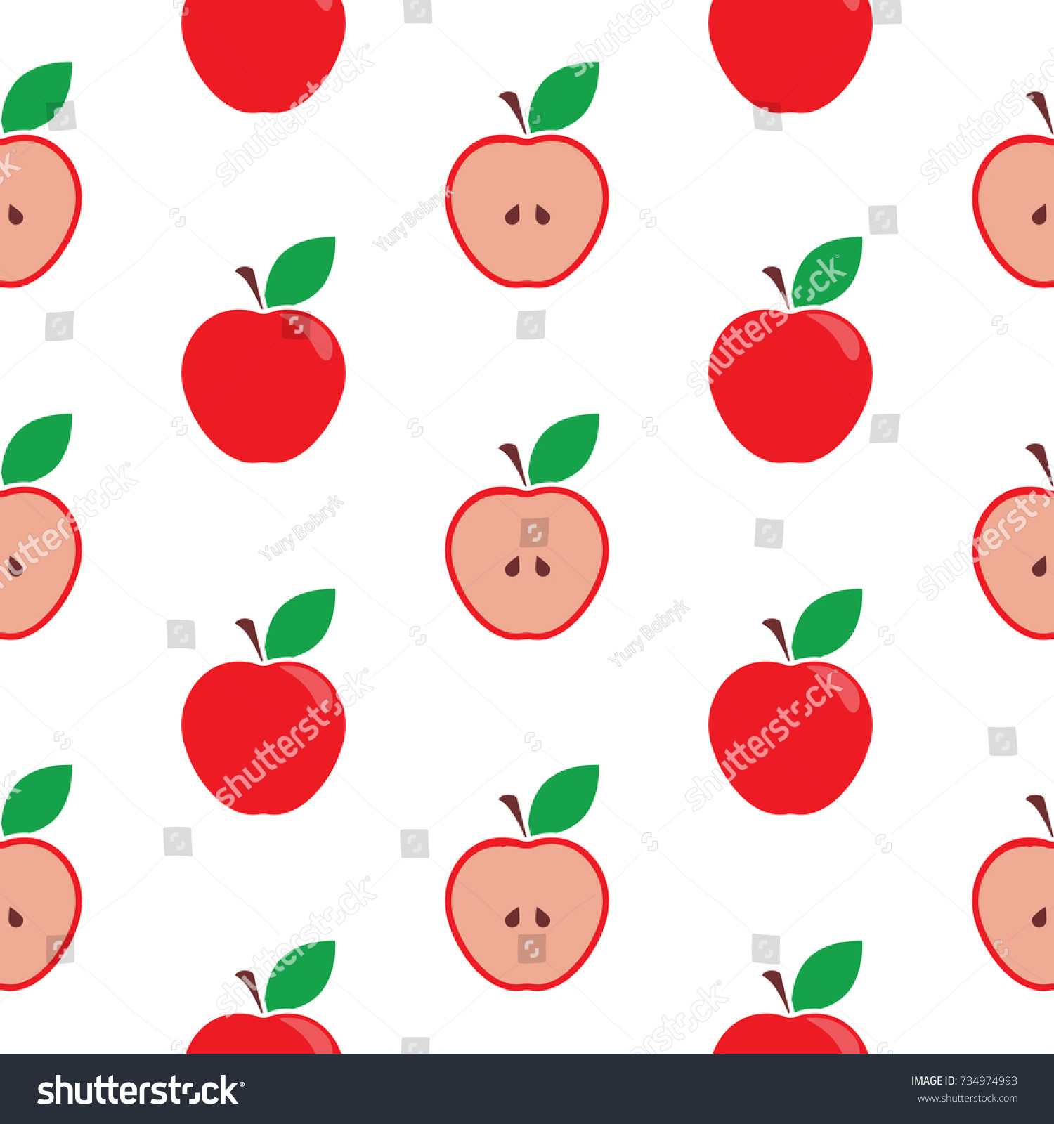 Seamless Pattern Apple Half Apple Vector Stock Vector Royalty Free