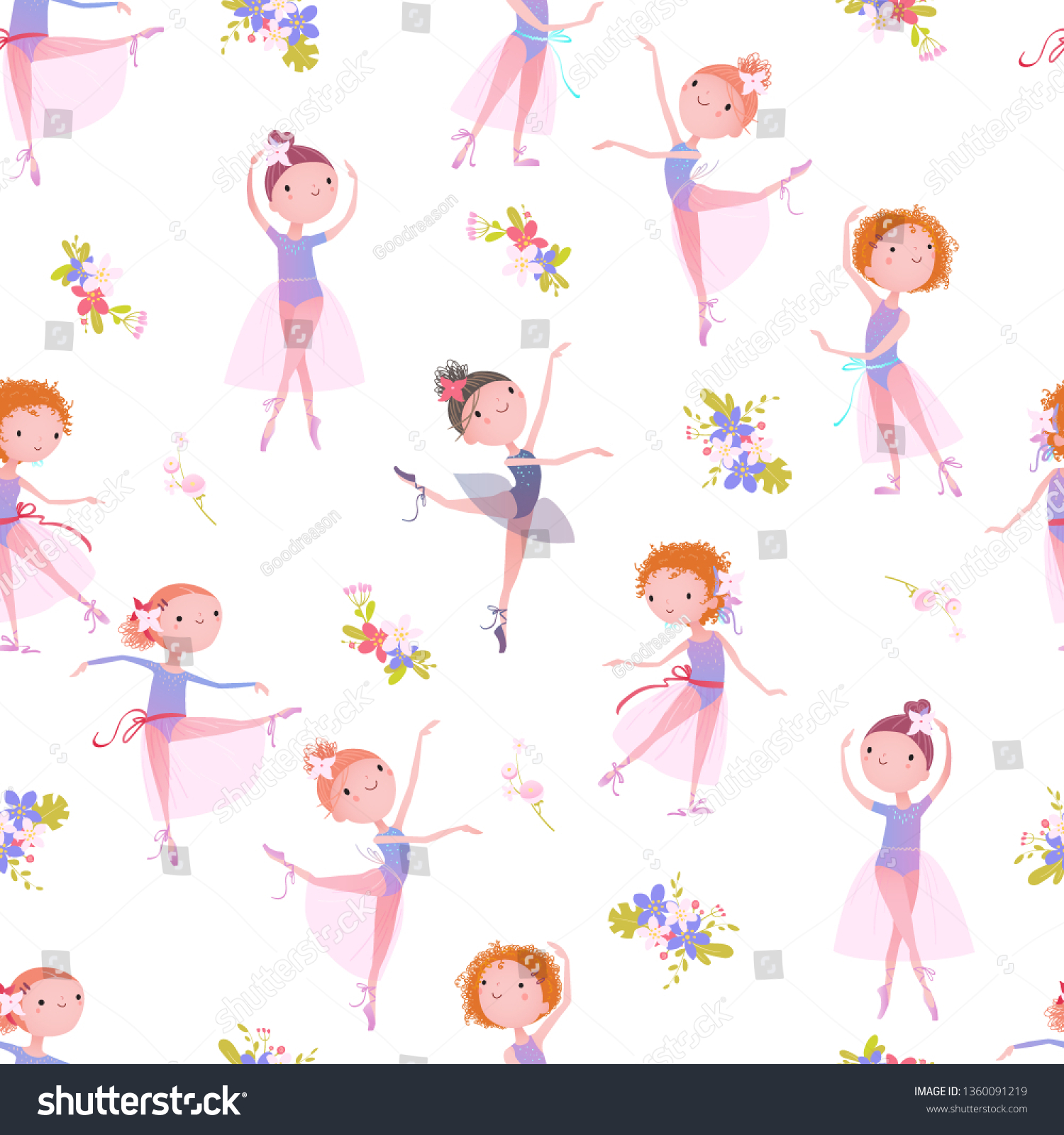 Seamless Pattern Ballet Dancers Vector Illustration Stock Vector Royalty Free 1360091219 3202