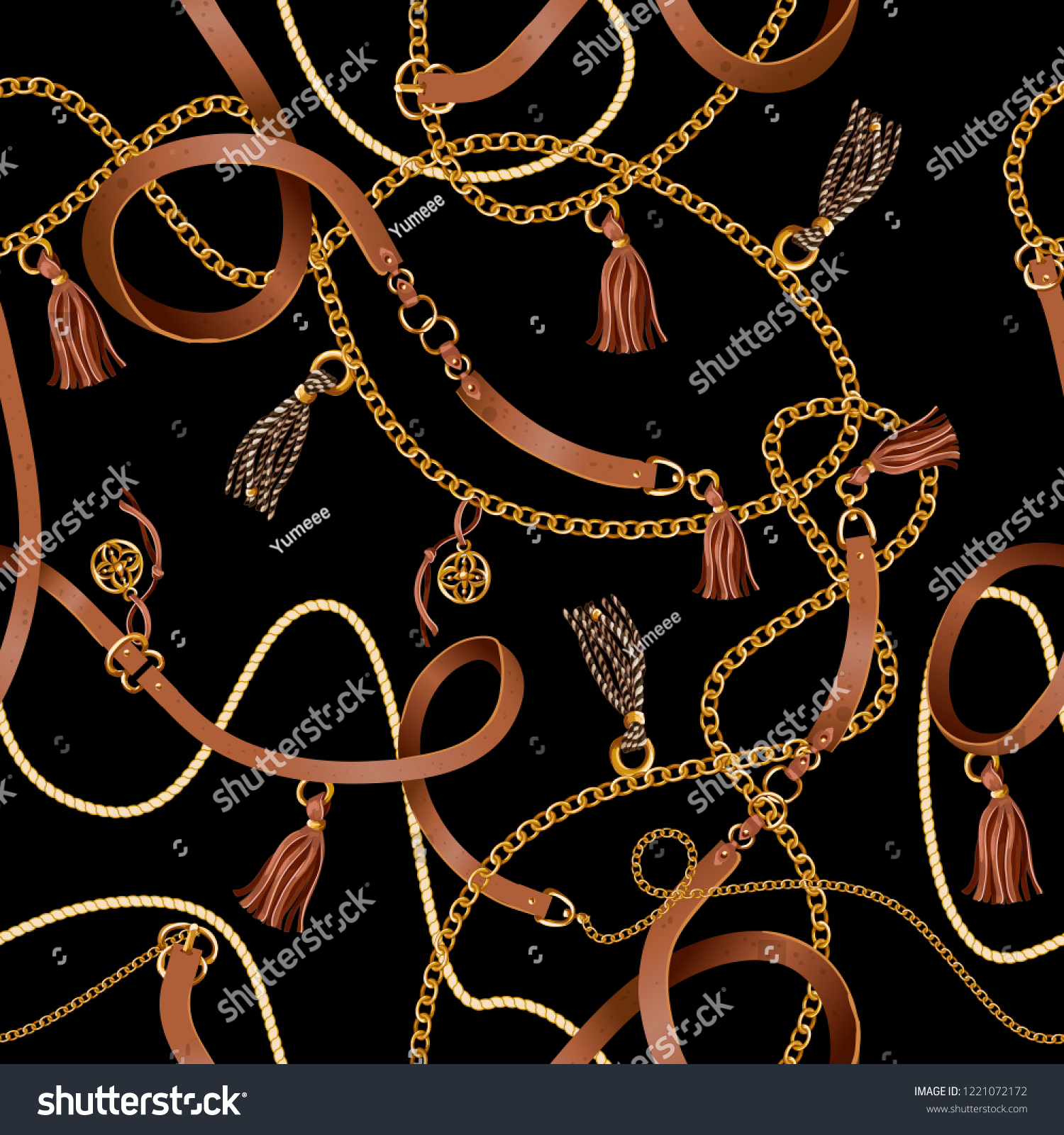 Seamless Pattern Belts Chain Braid Fabric Stock Vector (Royalty Free