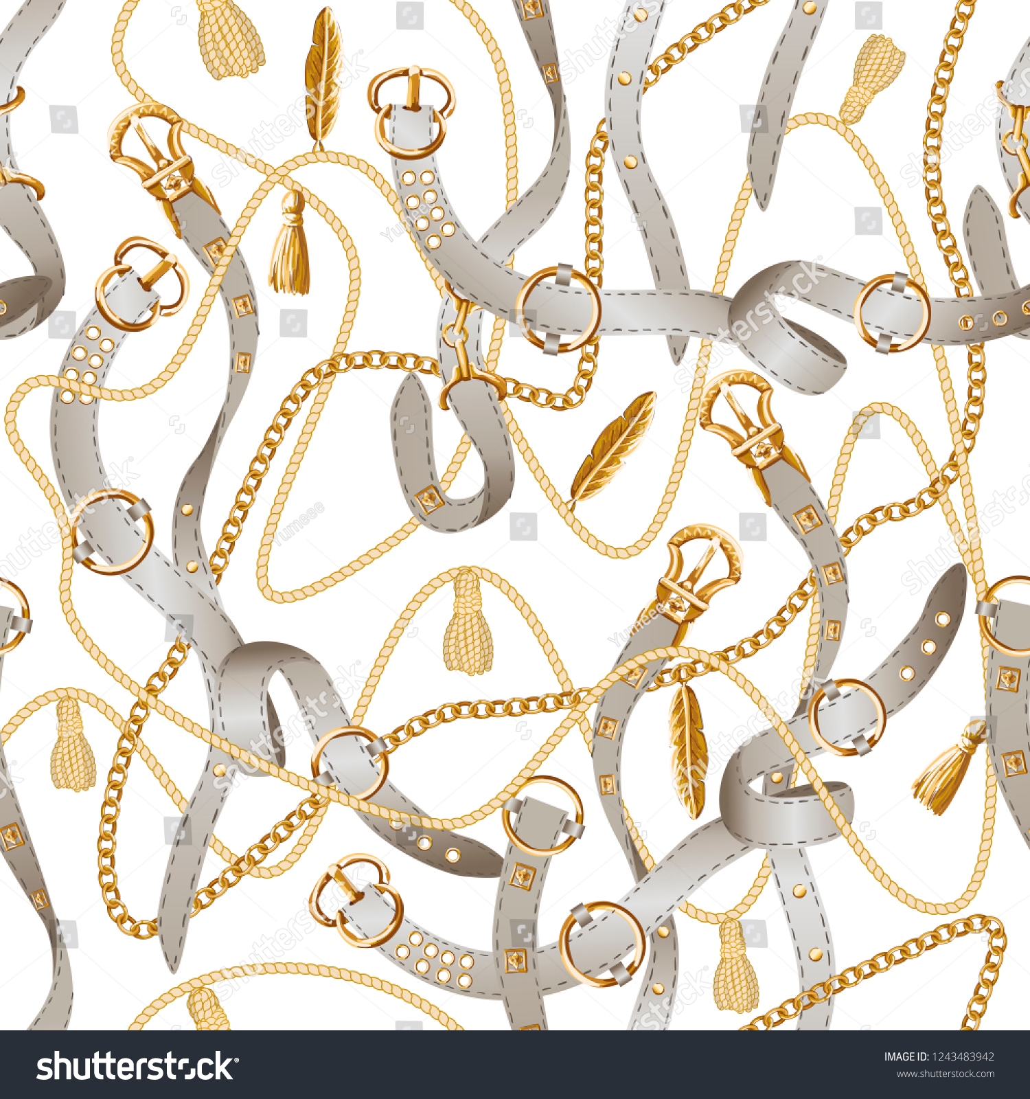 Seamless Pattern Belts Chain Braid Fabric vector de stock (libre de
