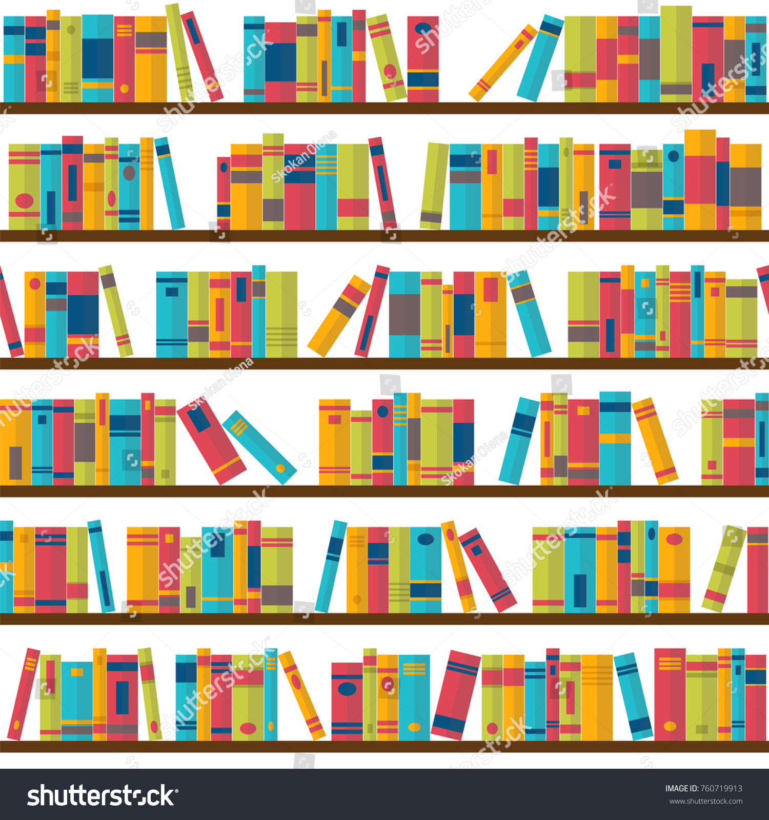 Seamless Pattern Books On Bookshelves Library Stock Vector (Royalty ...