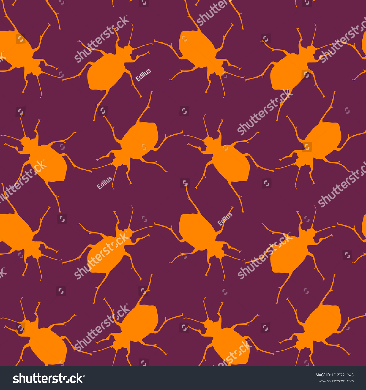 SVG of Seamless pattern with bugs. Endless background with beetles. Vector silhouette illustration. svg