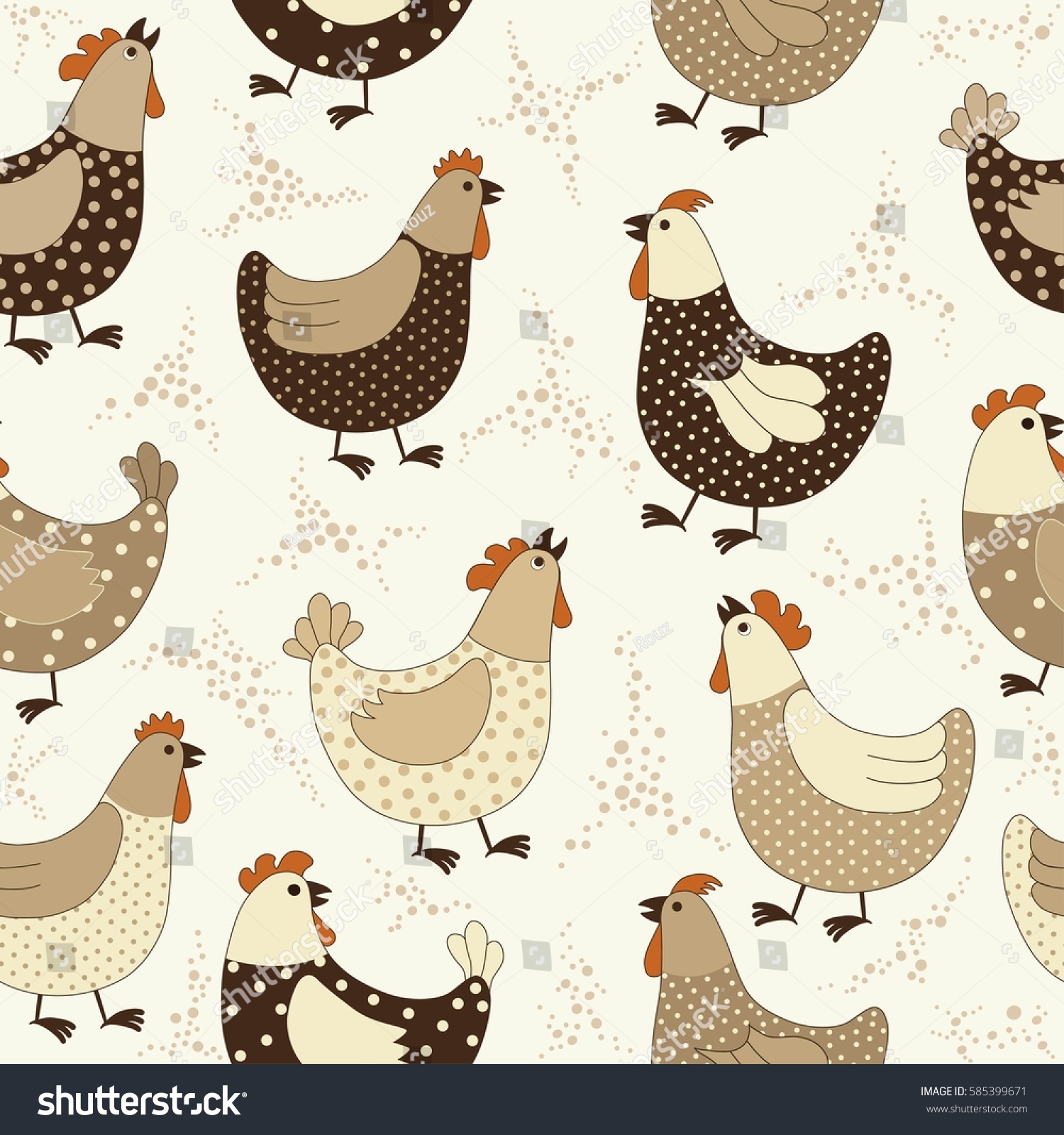 Seamless Pattern Chicken Cartoon Stock Vector (Royalty Free) 585399671