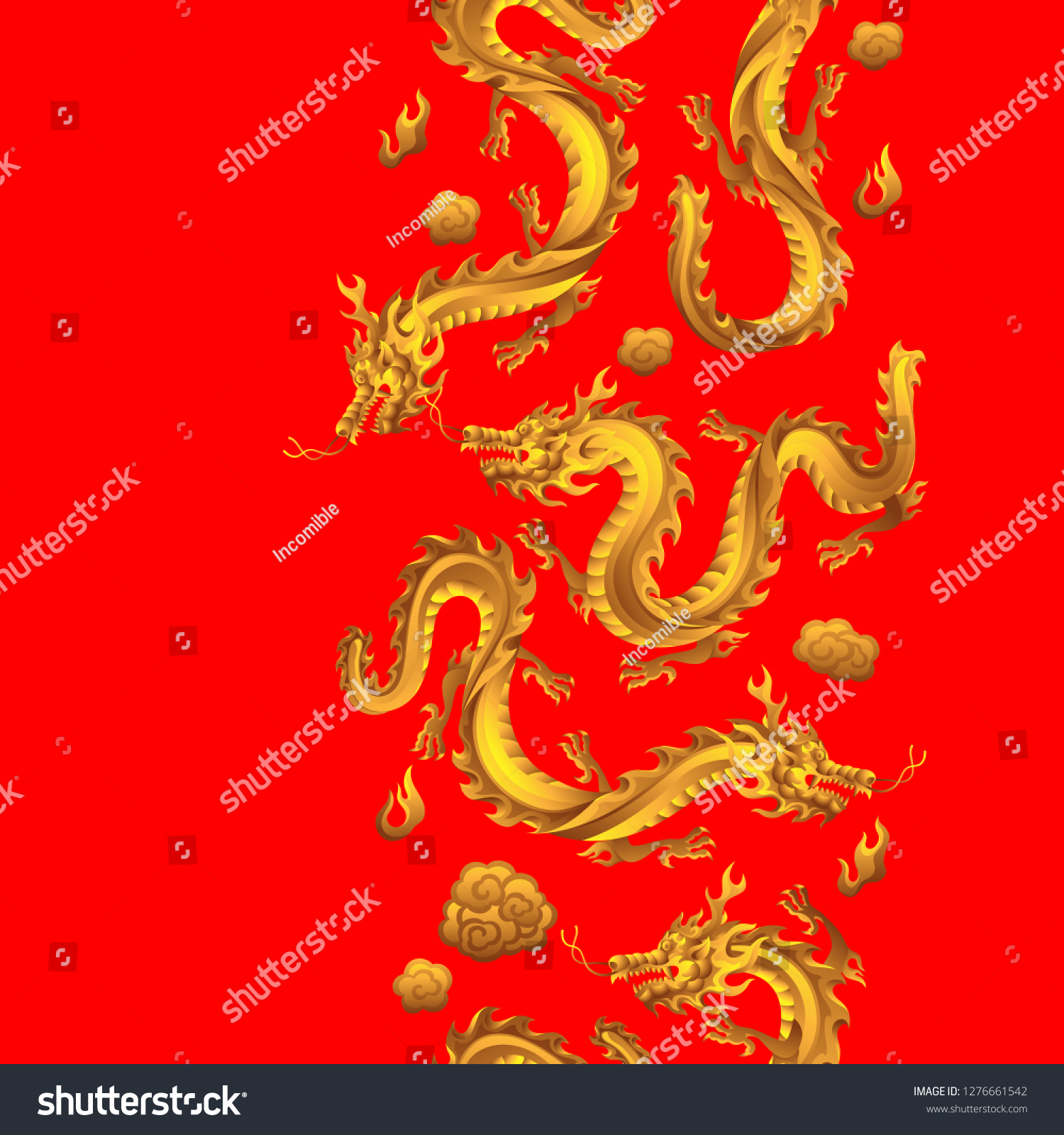 Seamless Pattern Chinese Dragons Traditional China Stock Vector ...