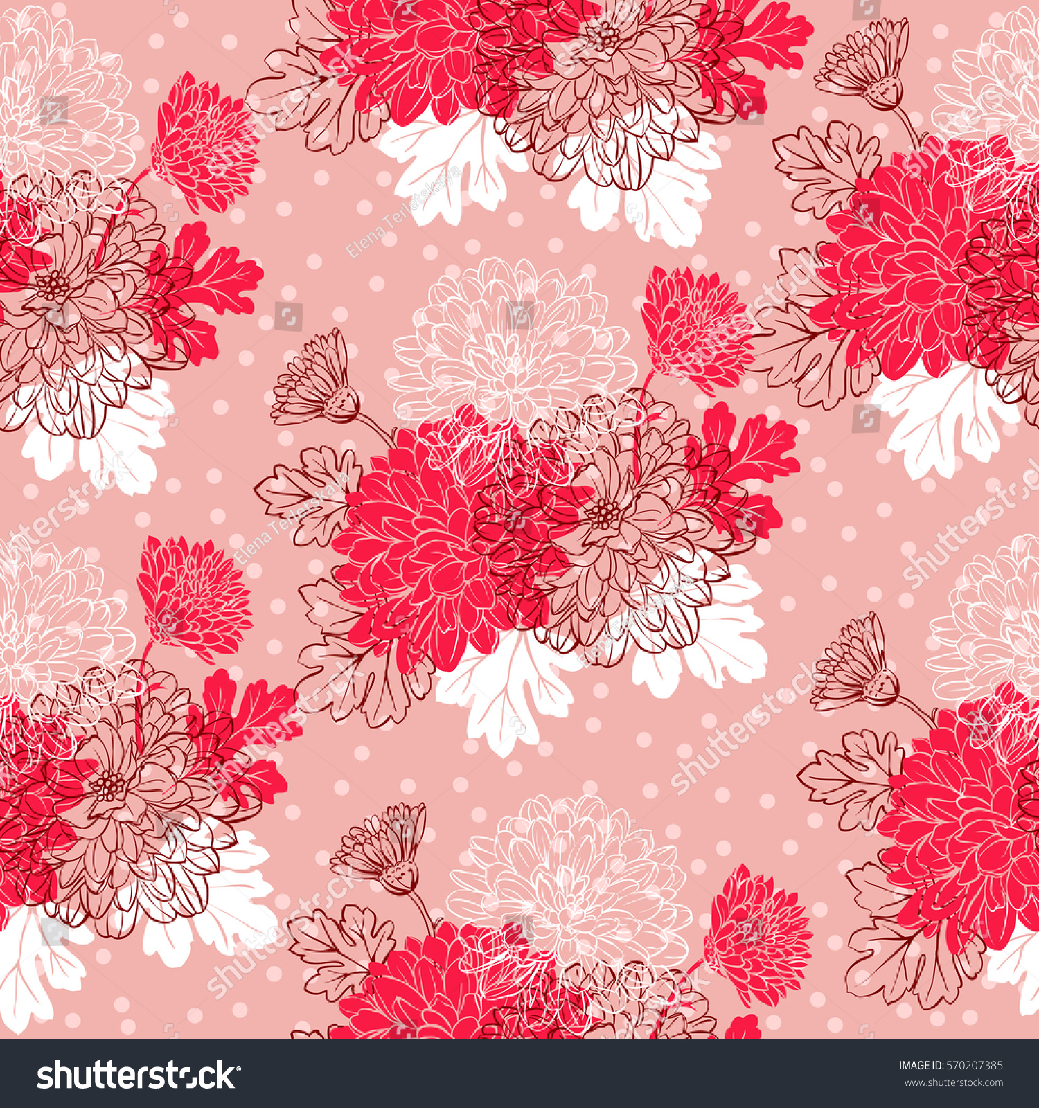 Seamless Pattern Chrysanthemum Flowers Vector Illustration Stock Vector ...