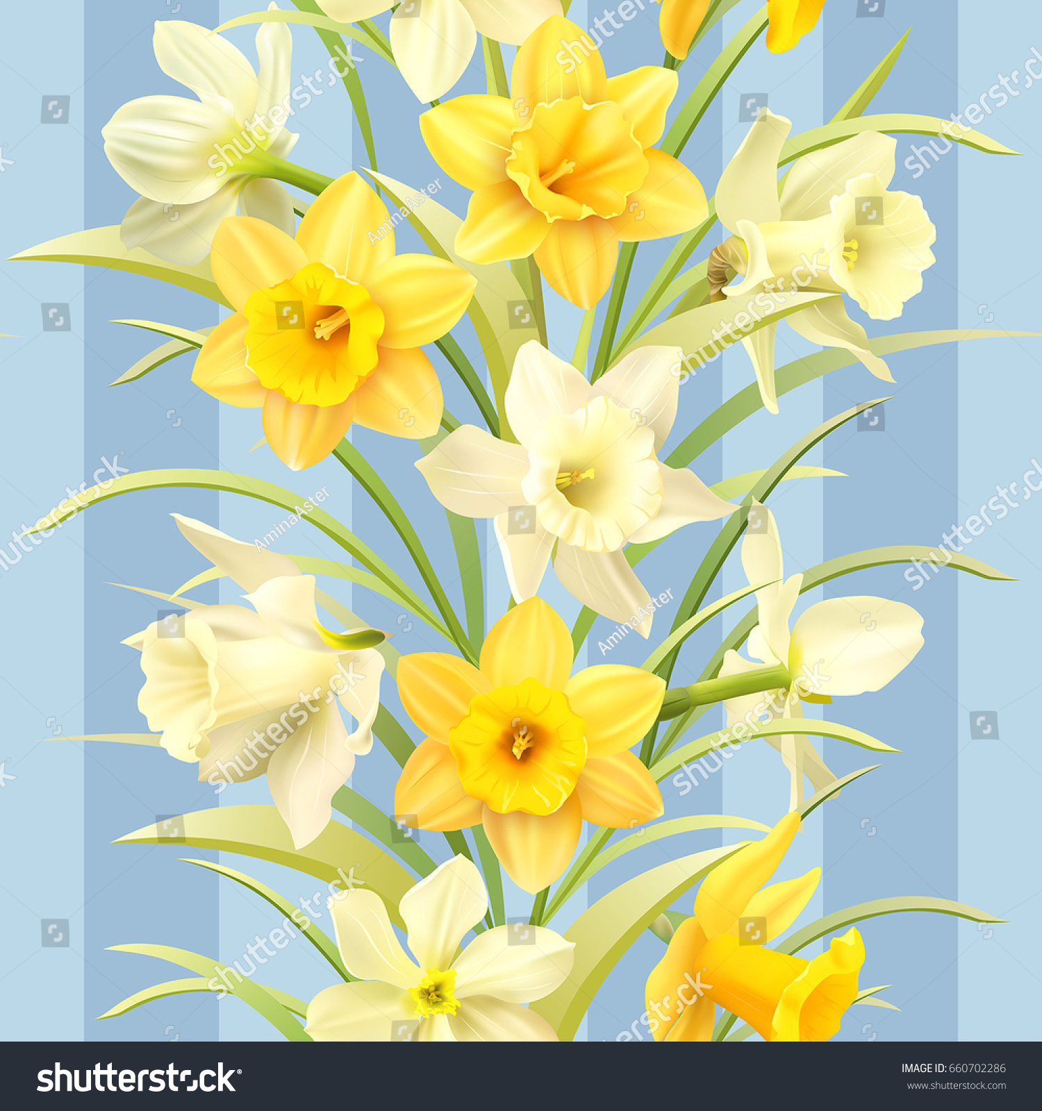 SVG of Seamless pattern with daffodils. Vector illustration. svg