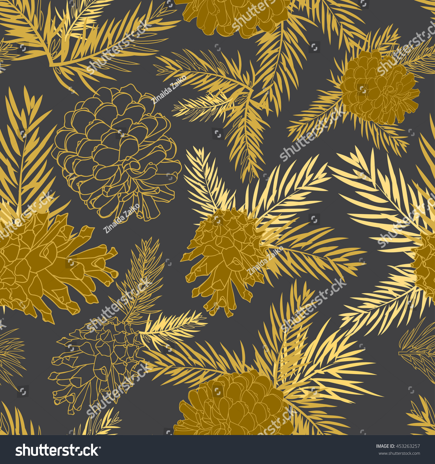 Seamless Pattern With FirCone. Christmas Tree Ornament Vector