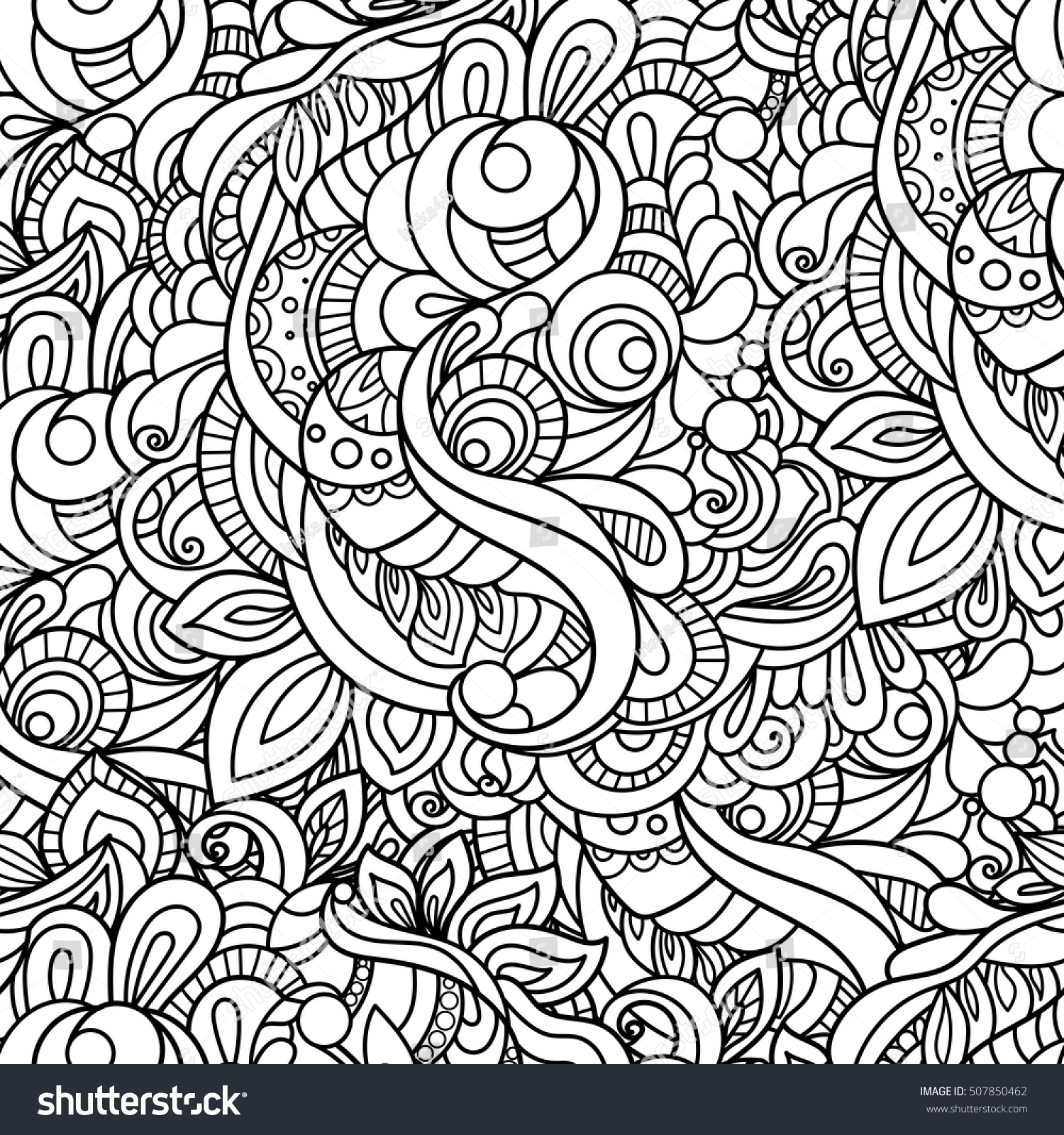 Seamless Pattern Floral Doodle Elements Hand Stock Vector (Royalty Free ...