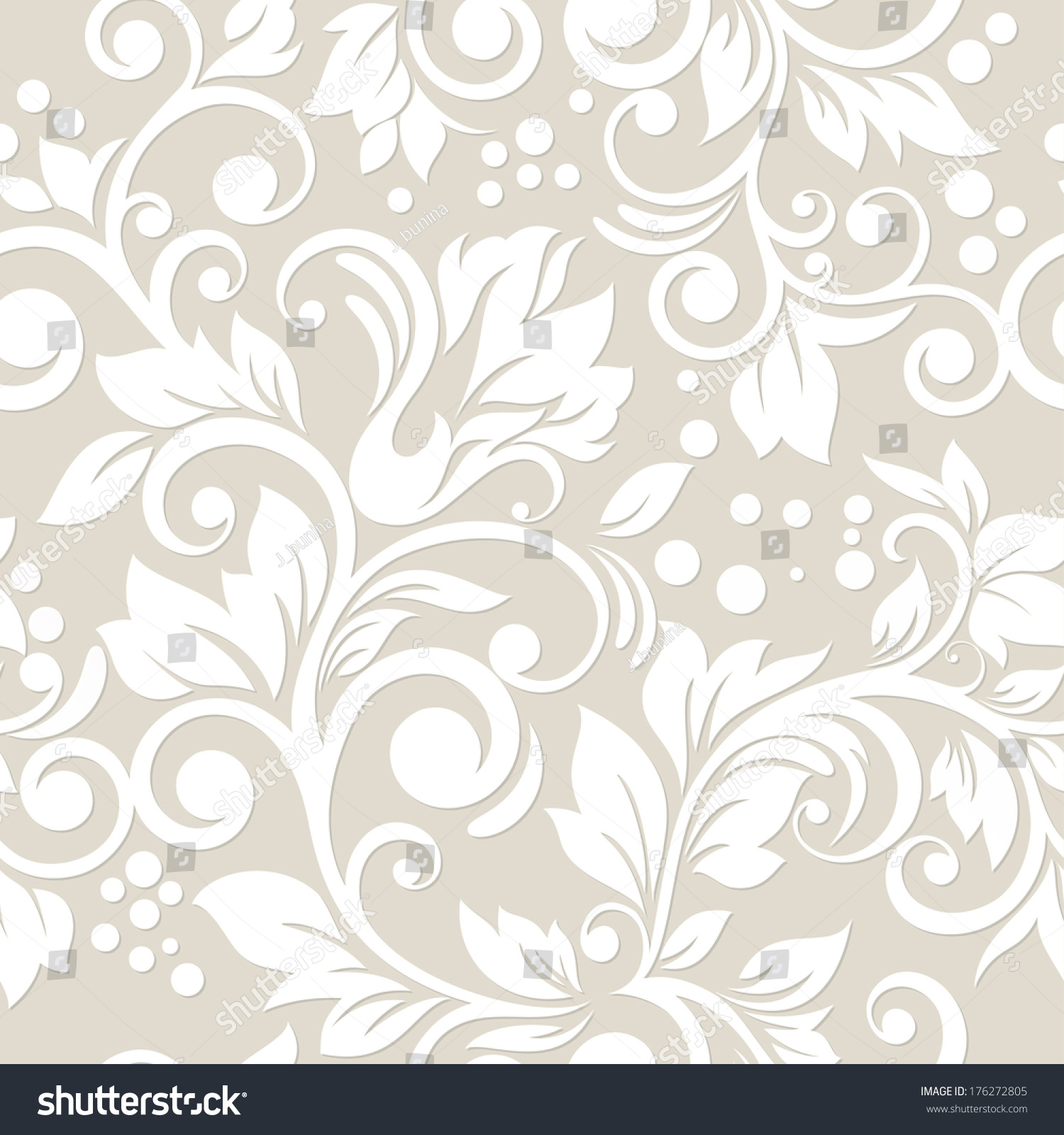 Seamless Pattern Flowers Leaves Floral Ornament Stock Vector (Royalty ...