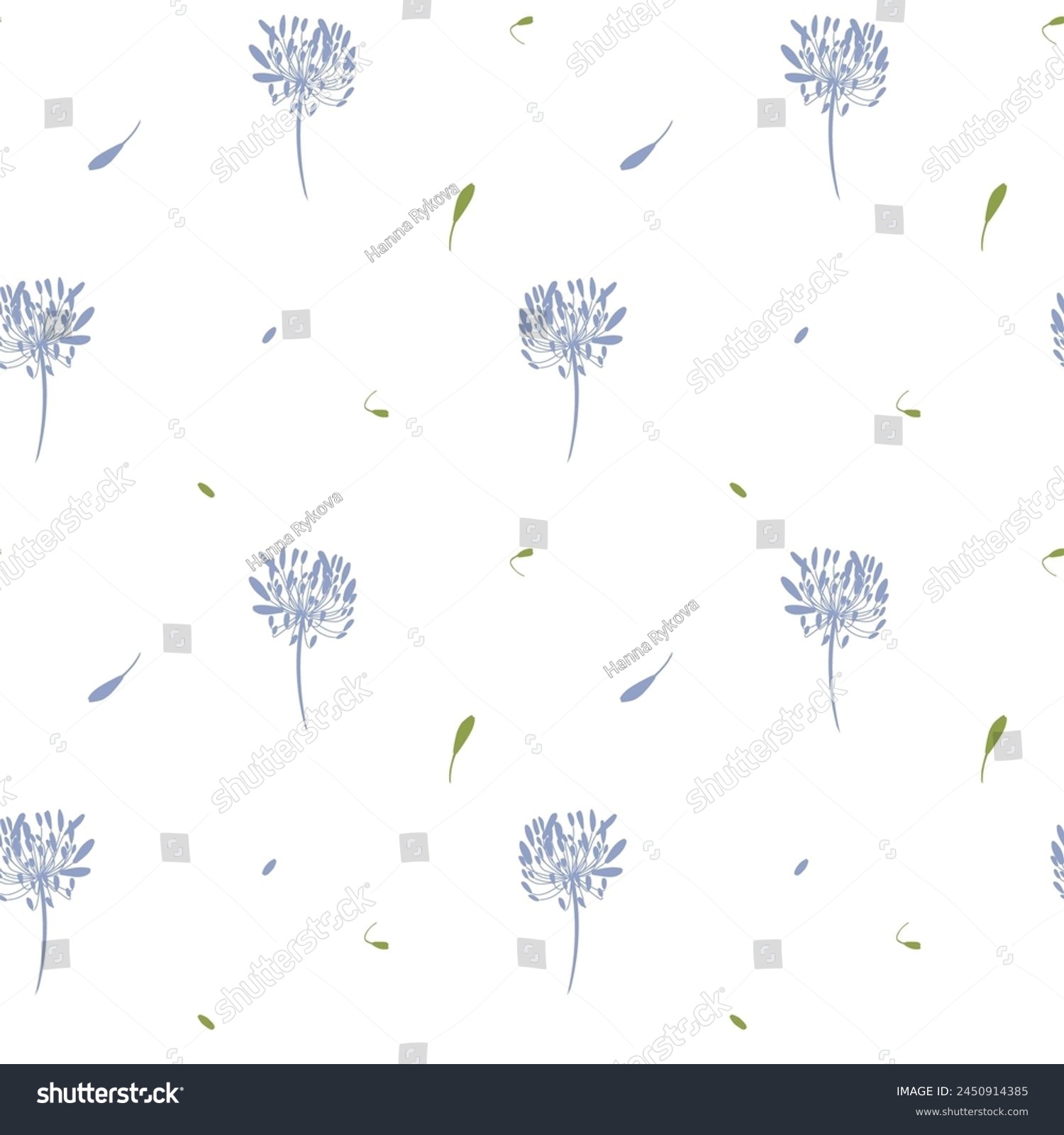 SVG of Seamless pattern with flowers. Summer Floral Pattern. Seamless Lily Fabric Design. Botanical, Agapanthus, summer flower svg
