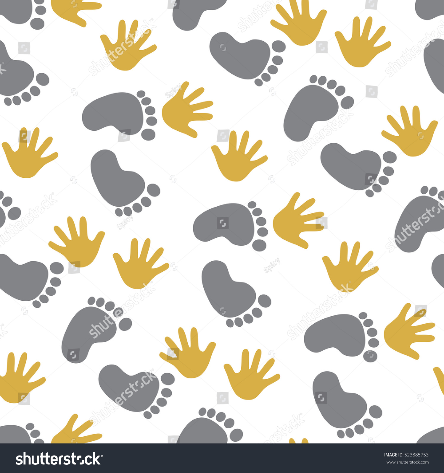 Seamless Pattern Footprint Handprints Background Gift Stock Vector ...