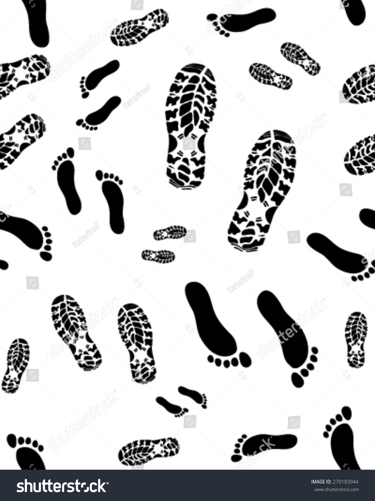 Seamless Pattern Footprint On White Background Stock Vector 270183944 ...