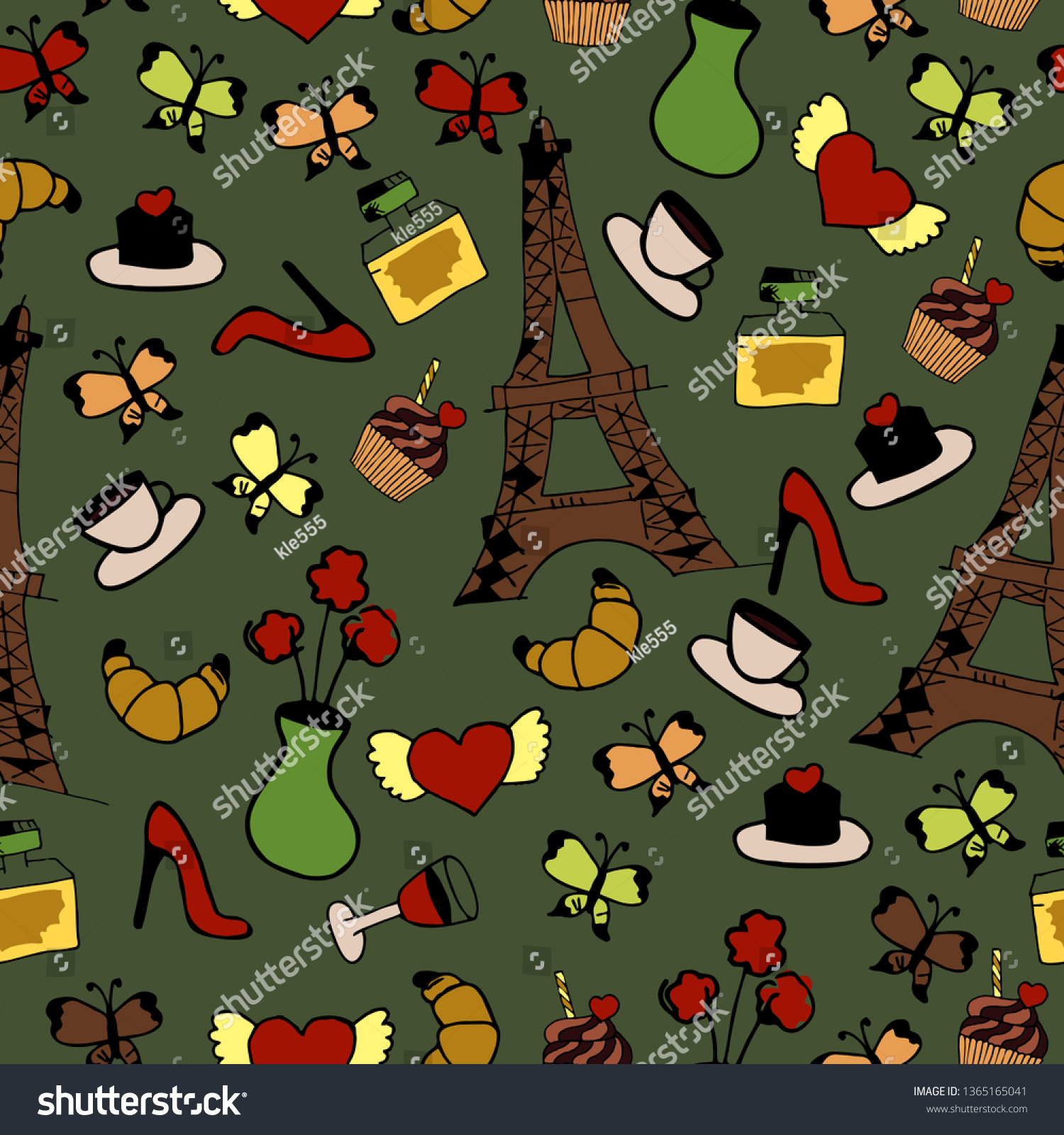Seamless Pattern France Symbols Stock Vector Royalty Free Shutterstock