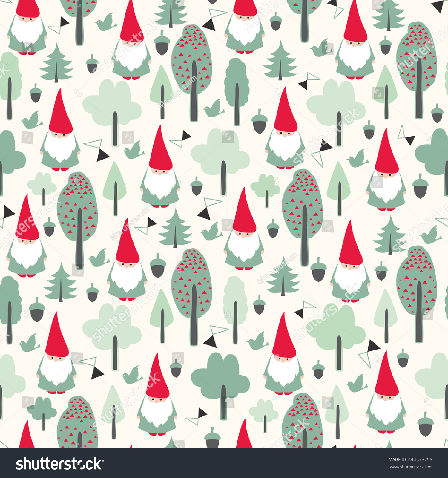 Seamless Pattern Gnomes Stock Vector (Royalty Free) 444573298