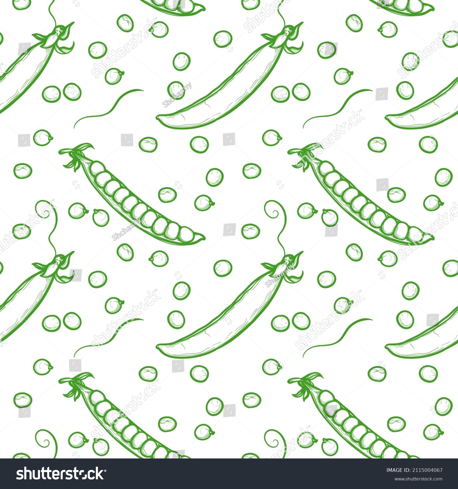 Seamless Pattern Green Peas Pod Peas Stock Vector (Royalty Free ...