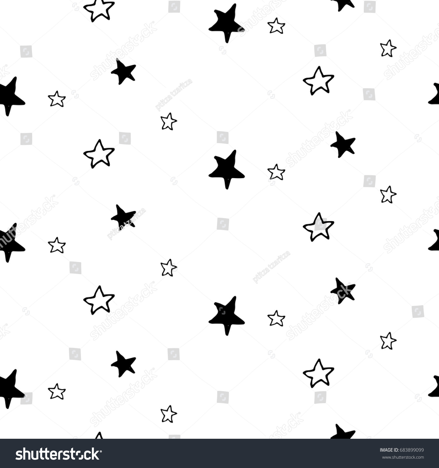 Seamless Pattern Hand Drawn Stars On Stock Vector (Royalty Free