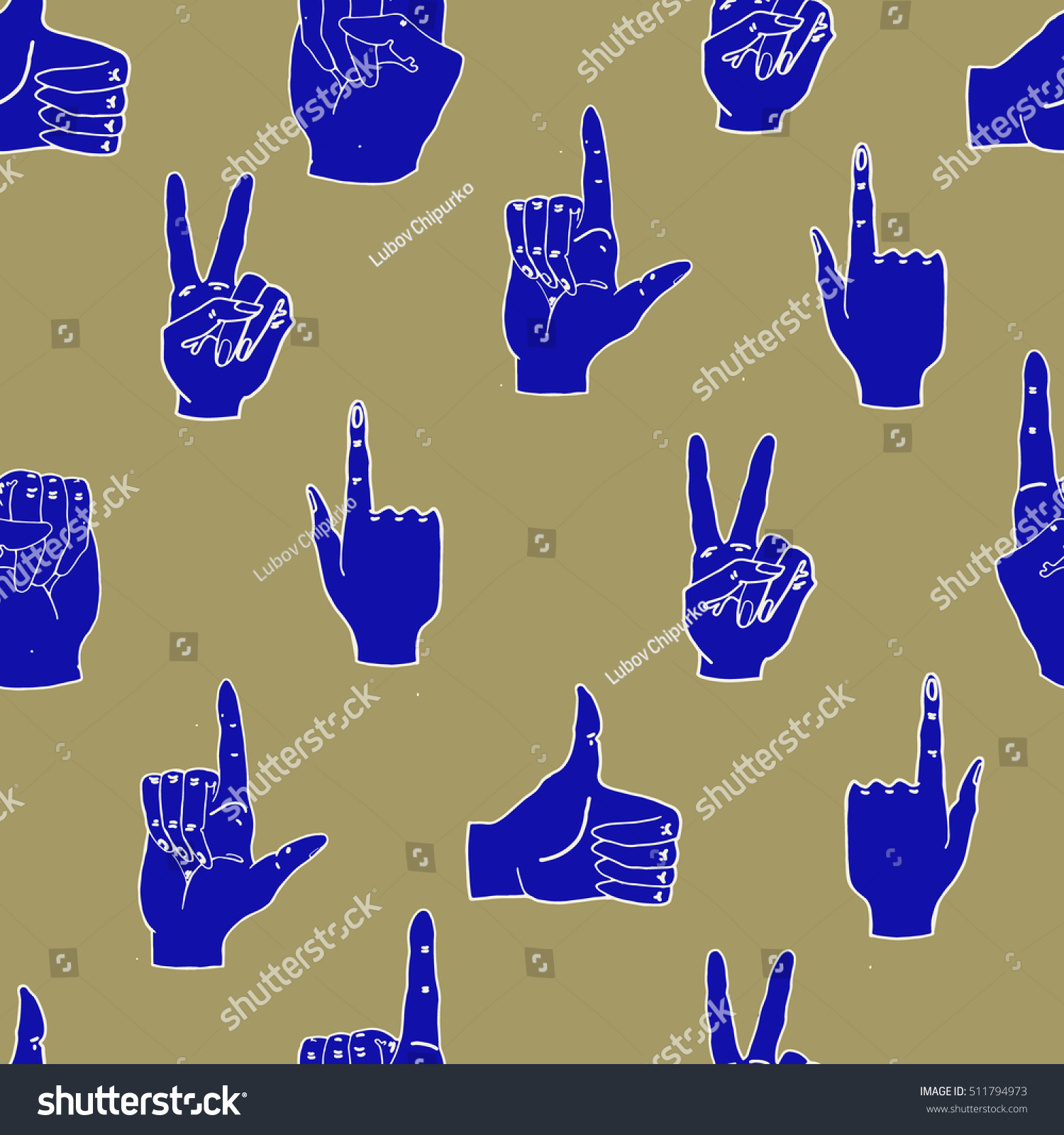 Seamless Pattern Hands Gestures Stock Vector Royalty Free 511794973 6810