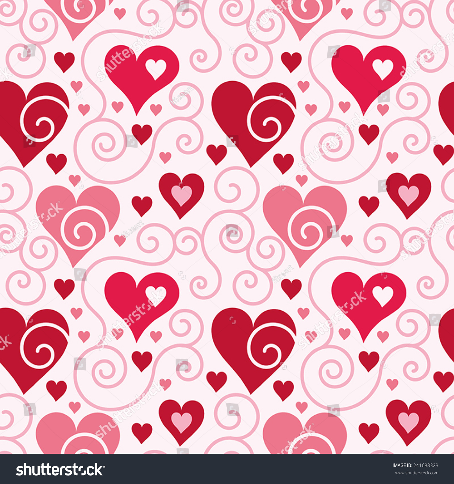 Seamless Pattern Heart Shapes Scroll Lines Stock Vector (Royalty Free ...