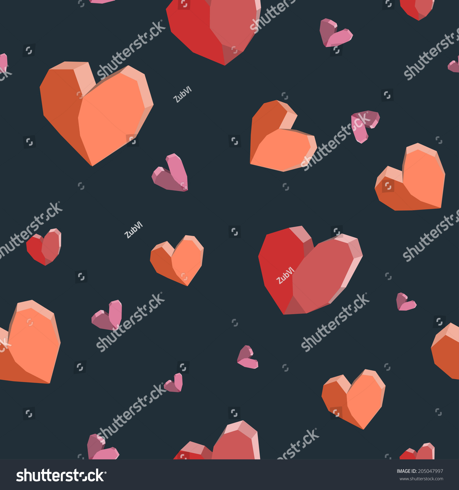 Seamless Pattern Hearts Stock Vector Royalty Free 205047997 3658