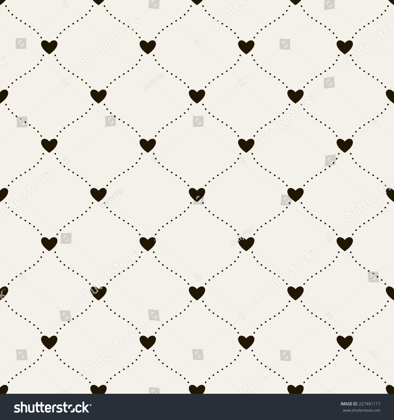 Seamless Pattern With Hearts. Vector Repeating Texture. Wavy Dotted ...