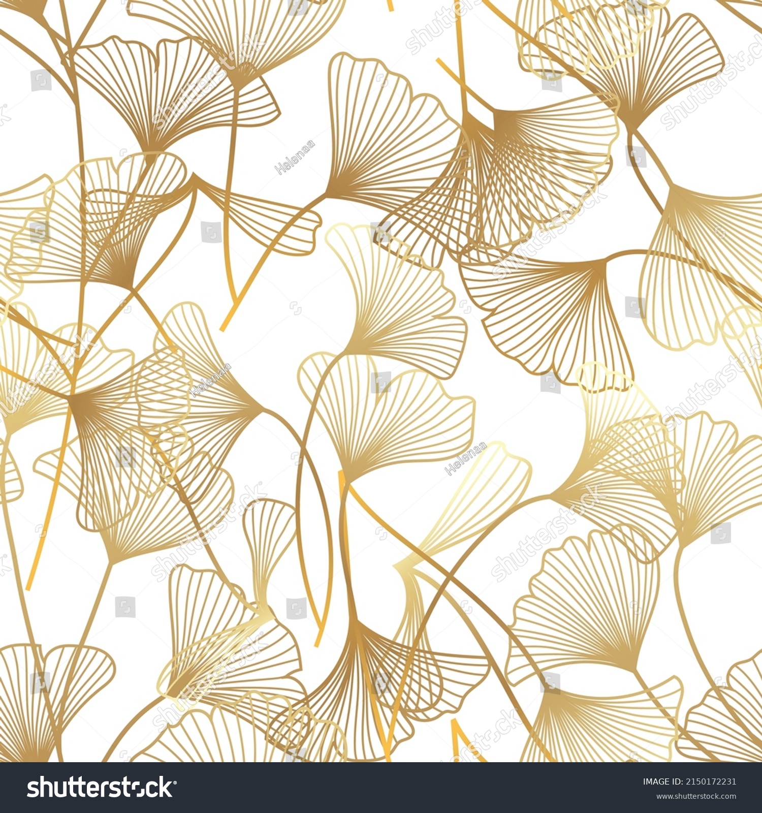 Seamless Pattern Leaves Gold Color Vector Stock Vector (Royalty Free ...