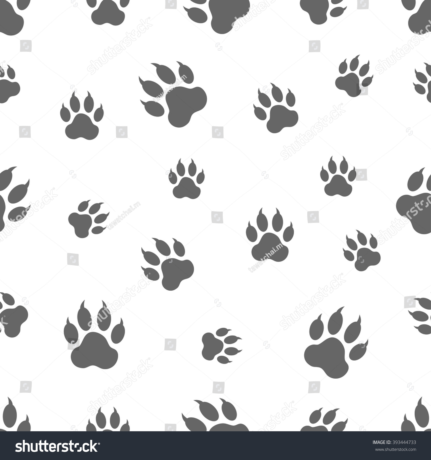 Seamless Pattern With Paw Print Stock Vector Illustration 393444733 ...