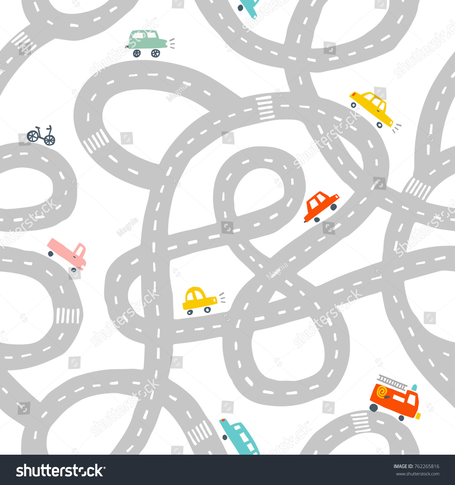 Seamless Pattern Roads Cars Stock Vector Royalty Free Shutterstock