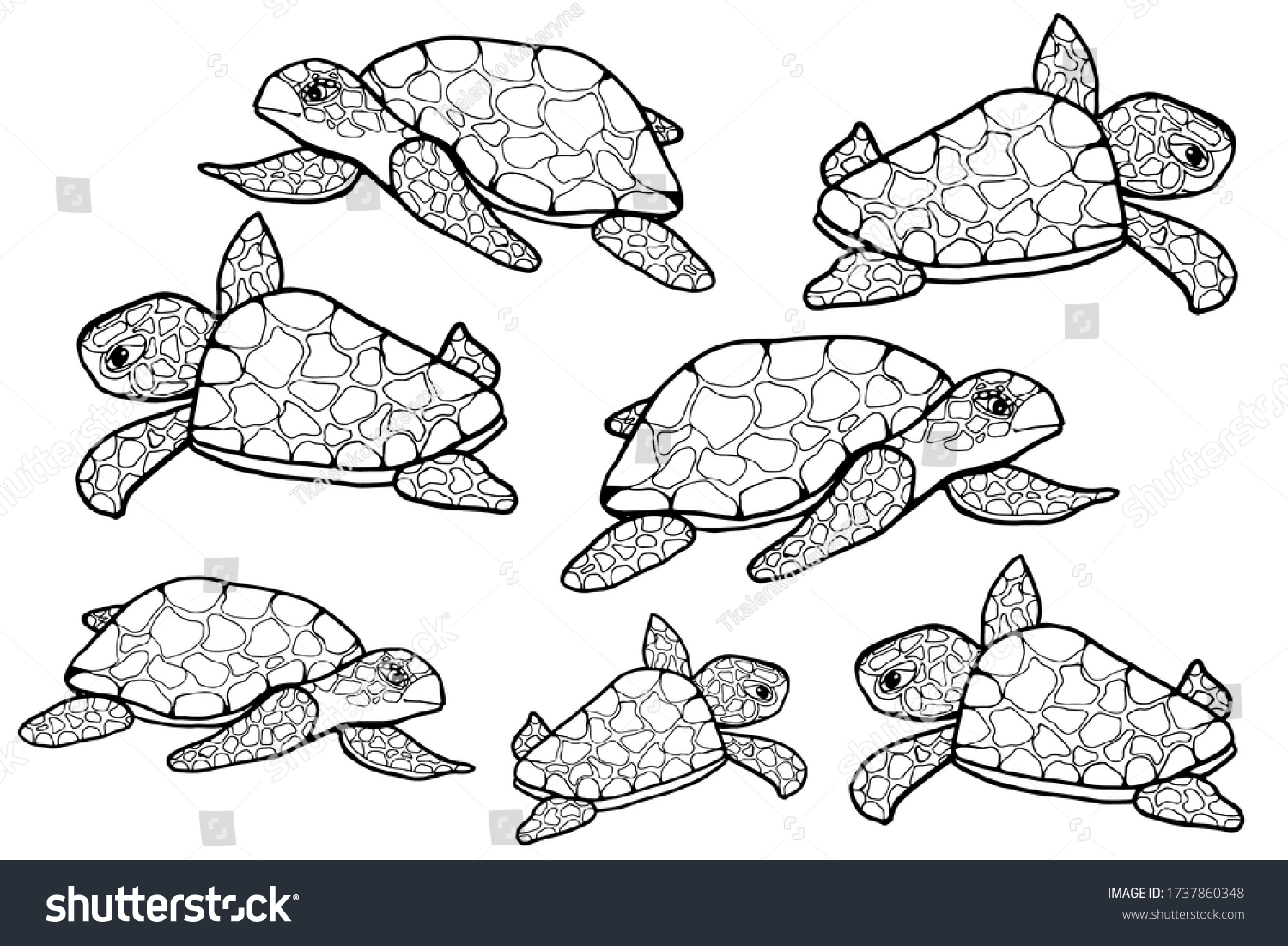 Seamless Pattern Sea Turtles Mom Baby Stock Vector (Royalty Free ...