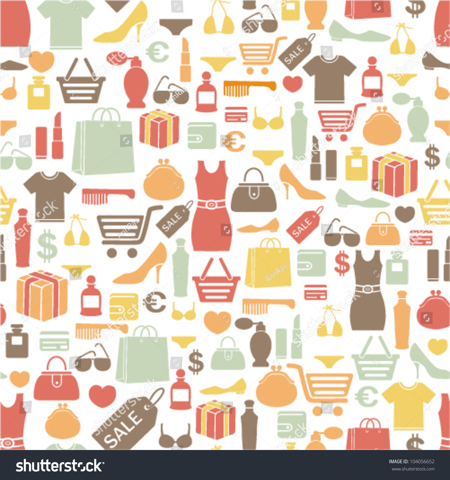 Seamless Pattern Shopping Icons Stock Vector 104056652 - Shutterstock