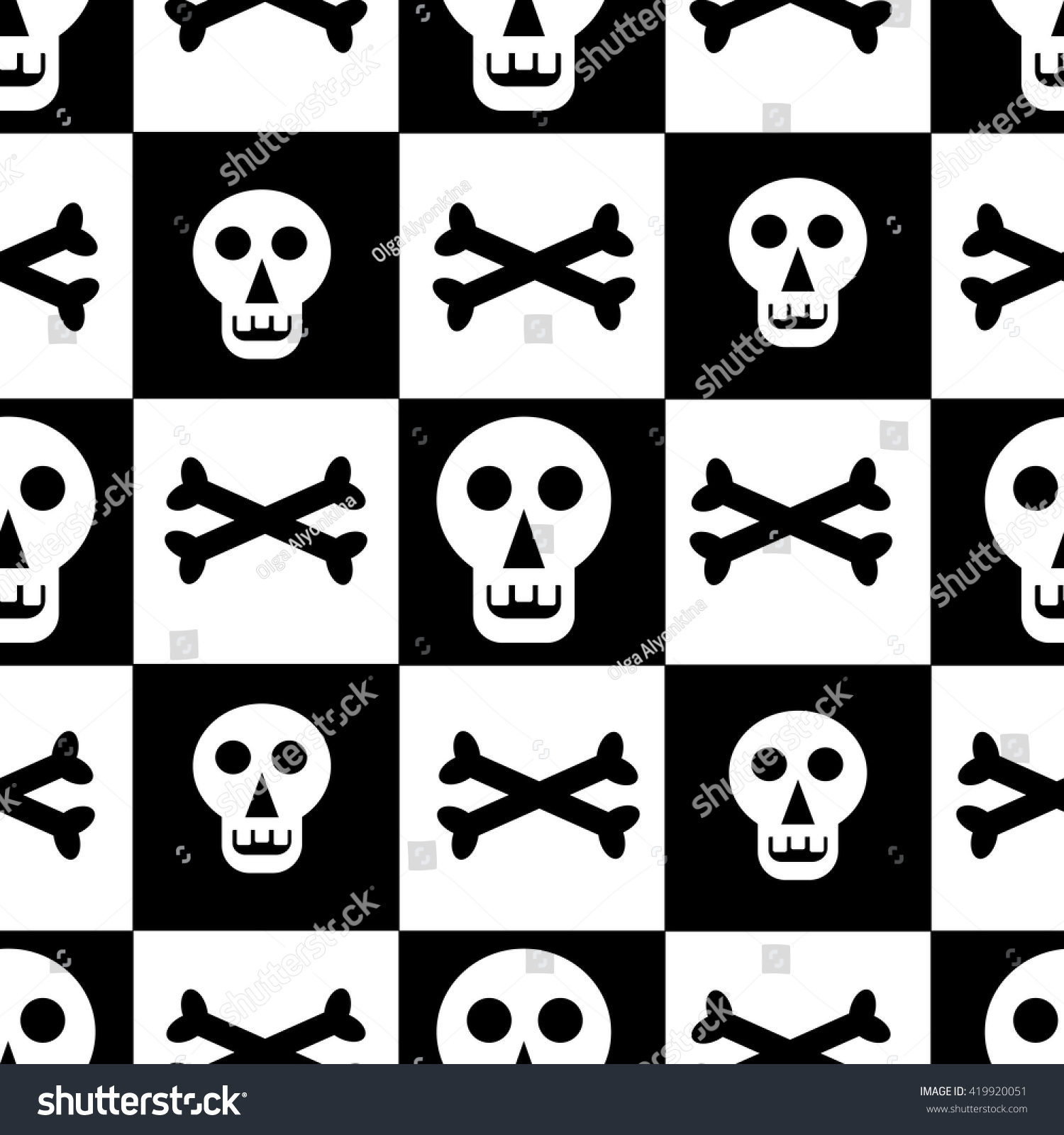 Seamless Pattern Skulls Bones On Black Stock Vector (royalty Free 