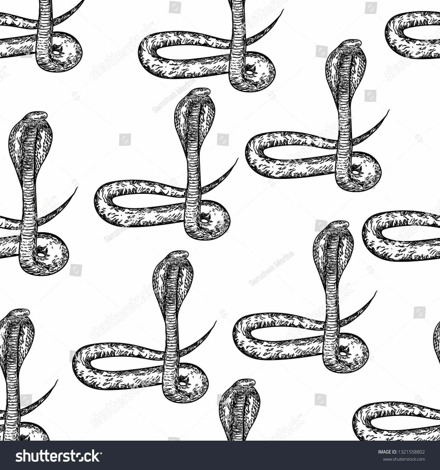 Seamless Pattern Snakes On White Background Stock Vector (Royalty Free ...