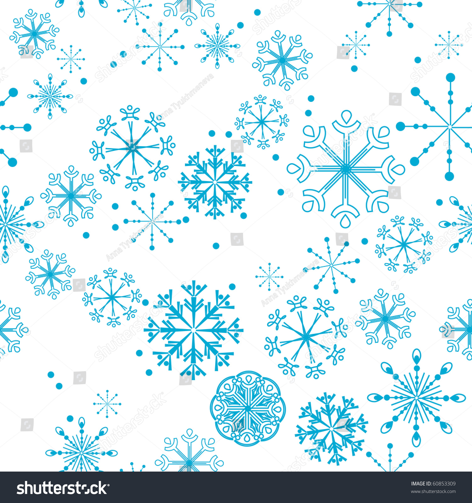 Seamless Pattern With Snowflakes Stock Vector Illustration 60853309 ...