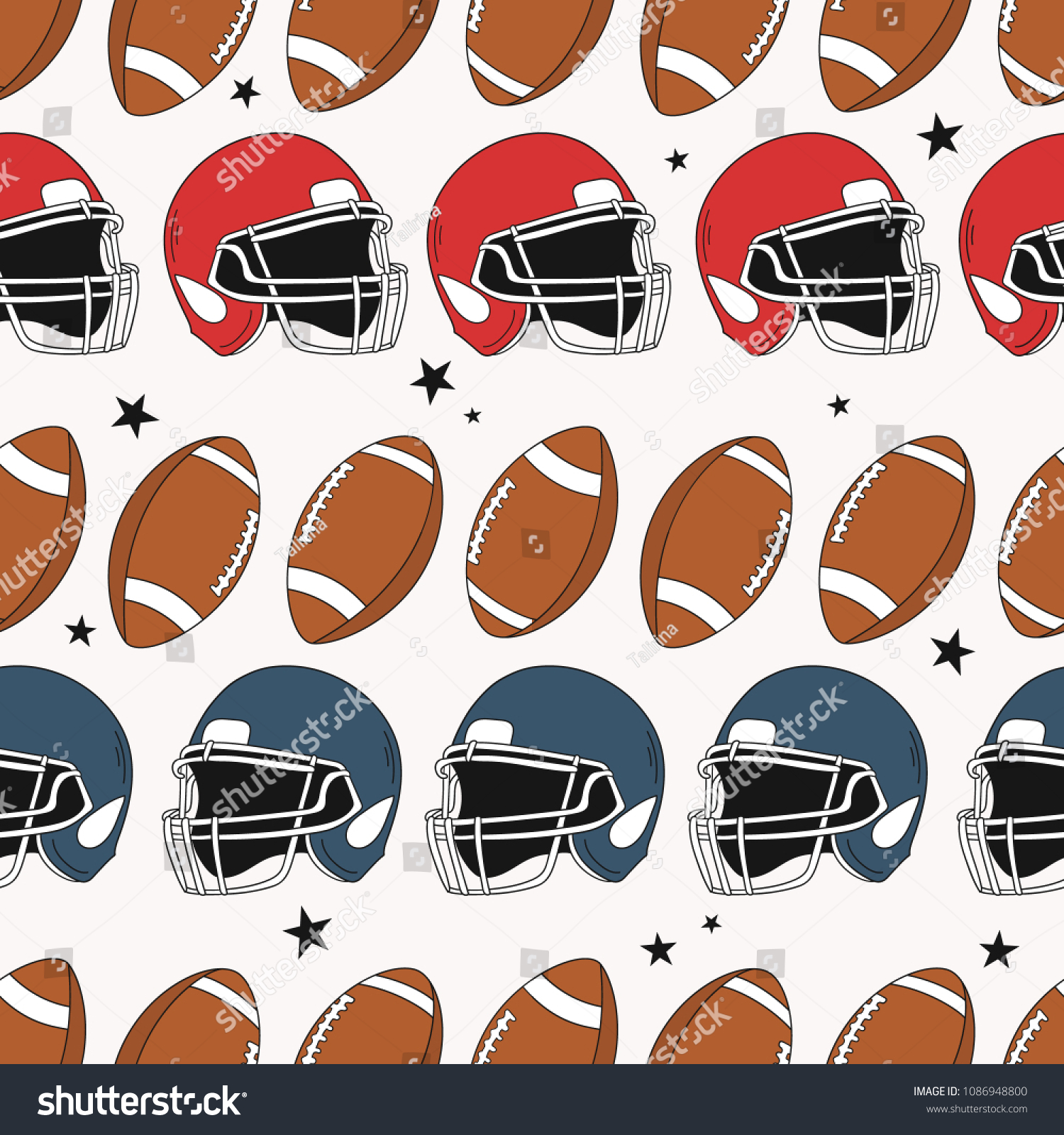 Seamless Pattern Sports Equipment Colorful Overlapping Stock