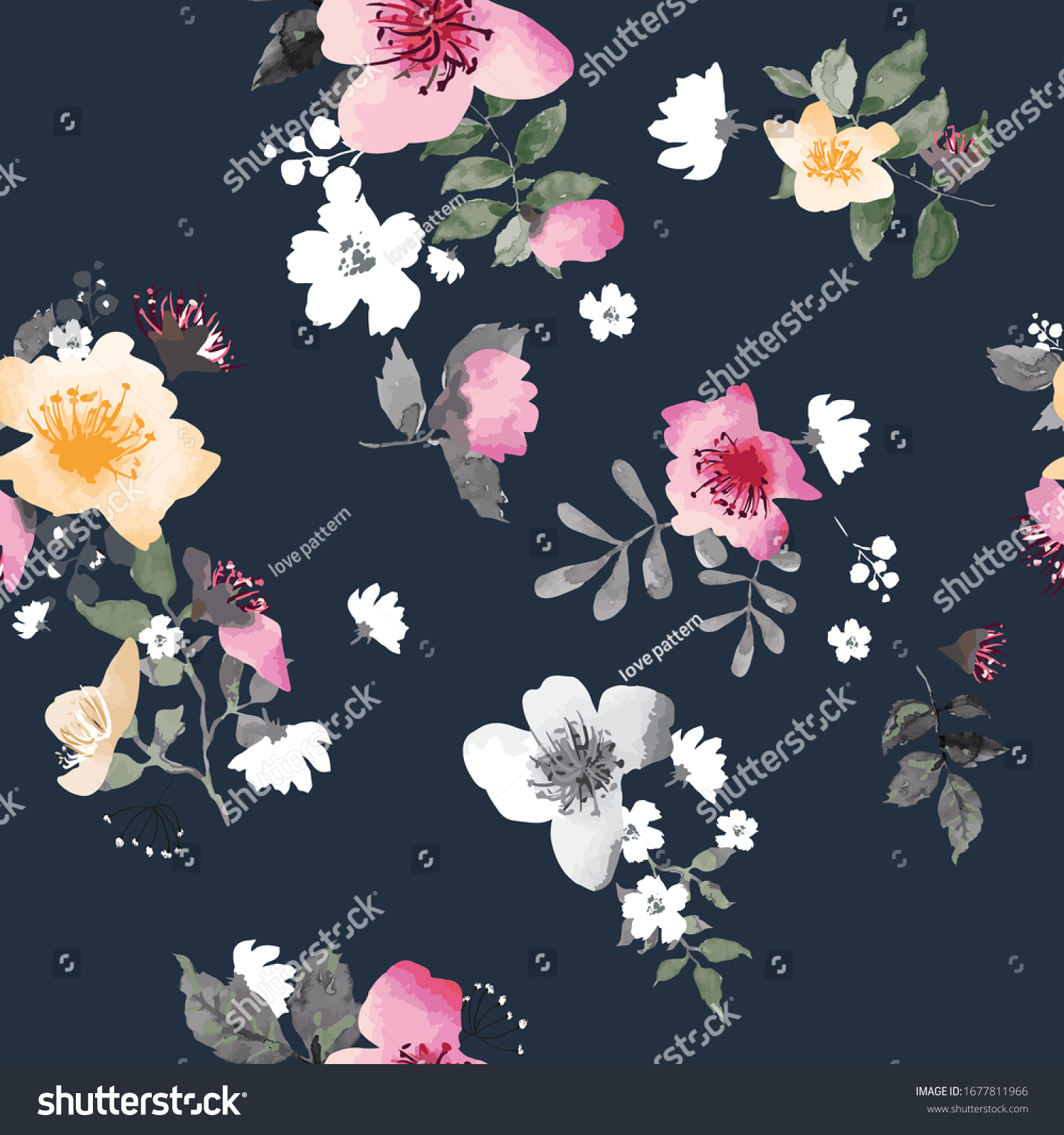 Seamless Pattern Spring Flowers Floral Pattern Stock Vector (Royalty ...