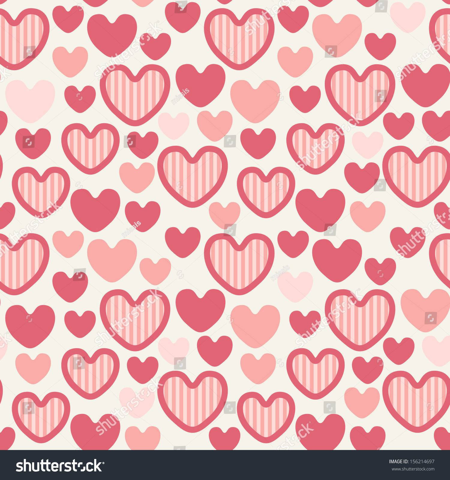 Seamless Pattern With Striped Hearts. Valentine'S Day Background ...