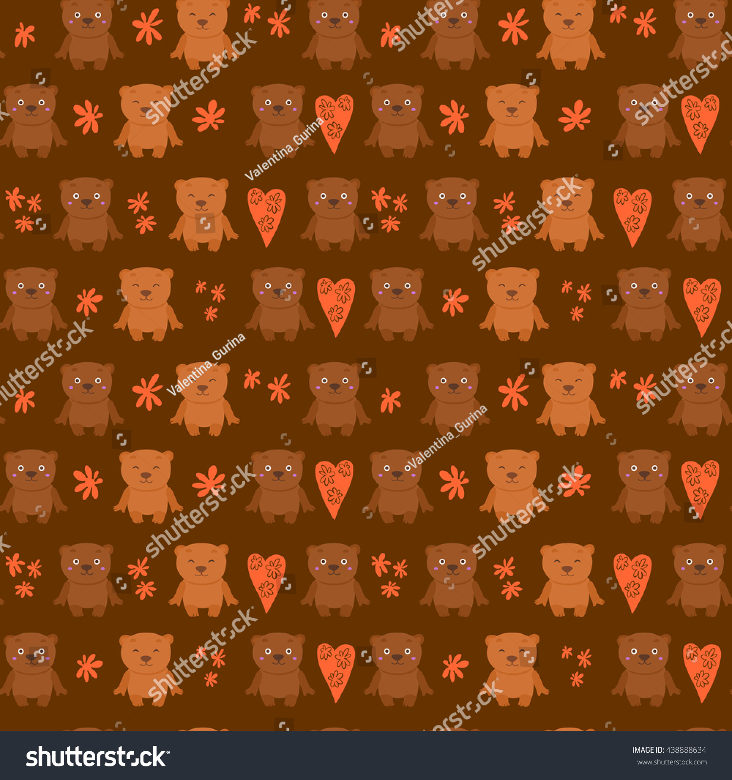 Seamless Pattern Teddy Bear Vector Illustration Stock Vector (Royalty ...