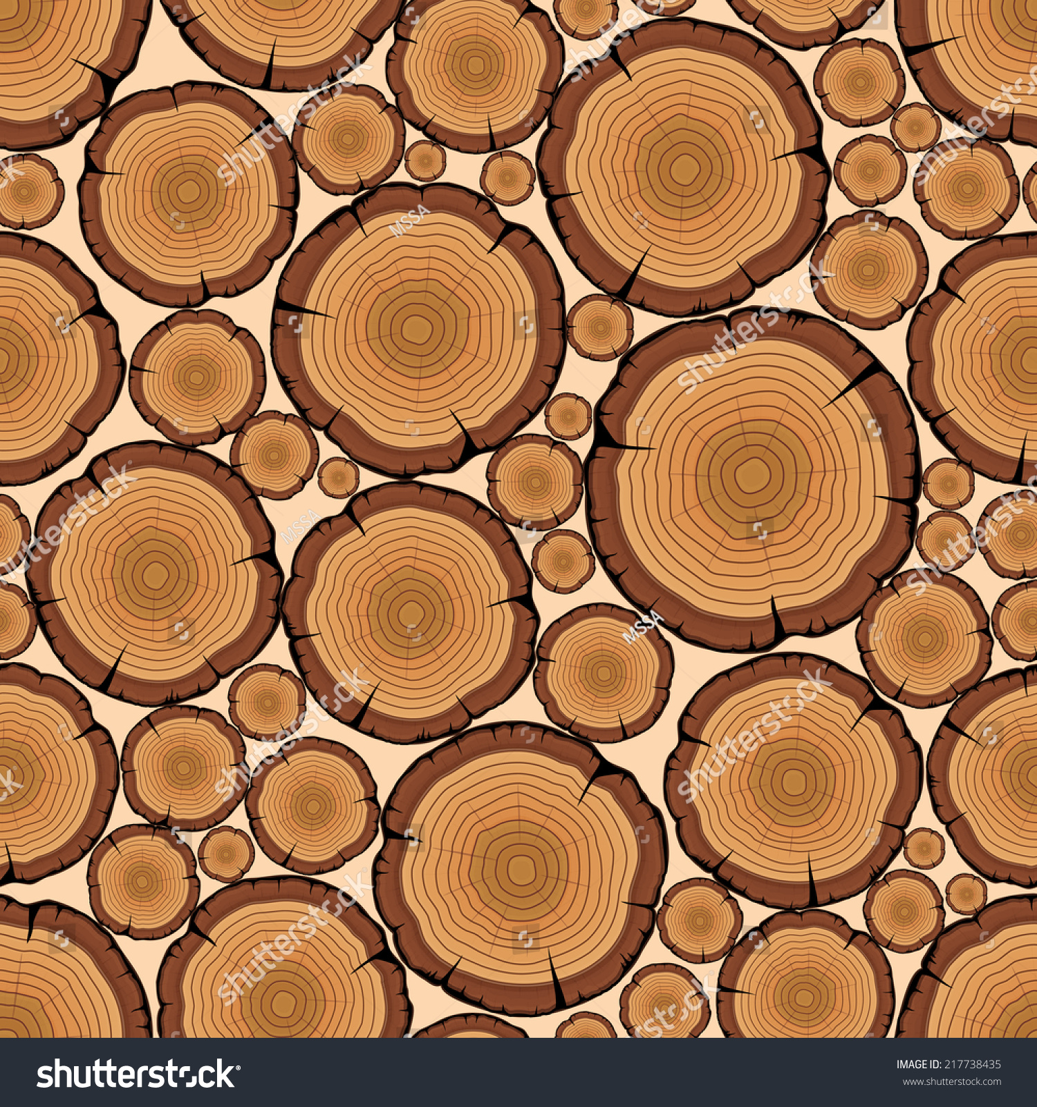 Seamless Pattern With Tree Rings. Vector Background - 217738435 ...