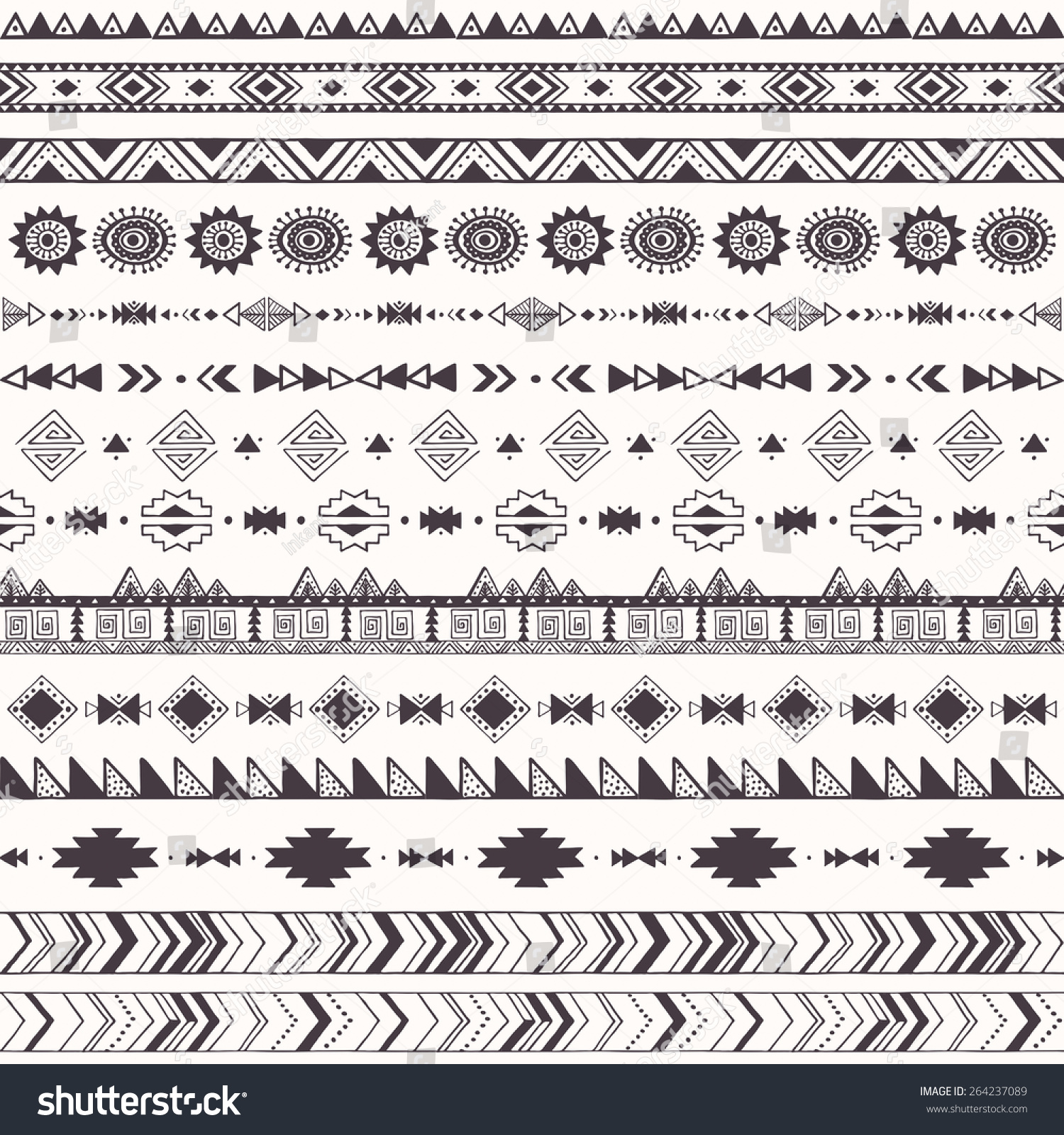 Seamless Pattern Tribal Motifs Pattern Aztec Stock Vector 264237089 ...