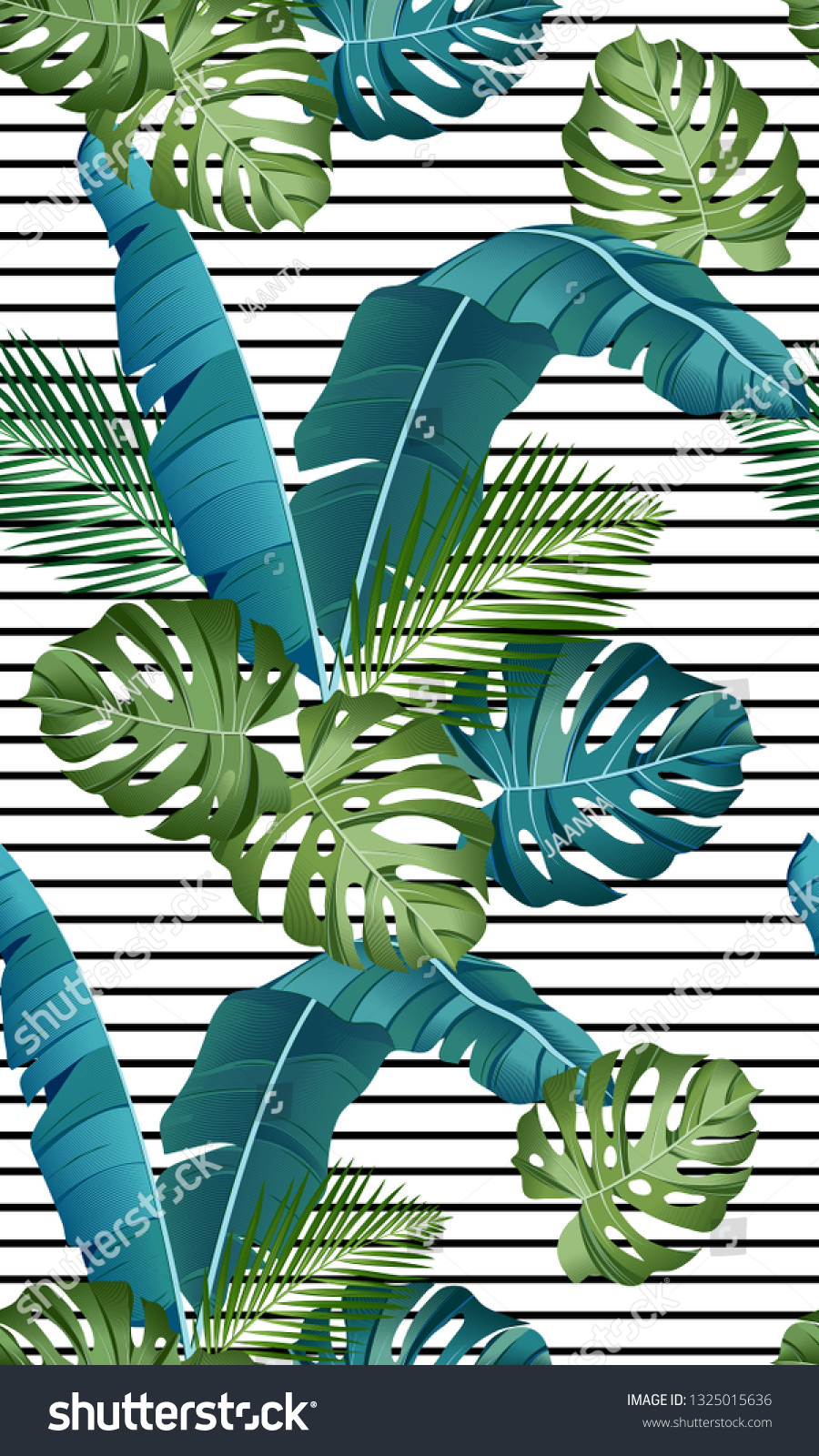 Seamless Pattern Tropical Leaves Palms Monstera Stock Vector Royalty Free 1325015636