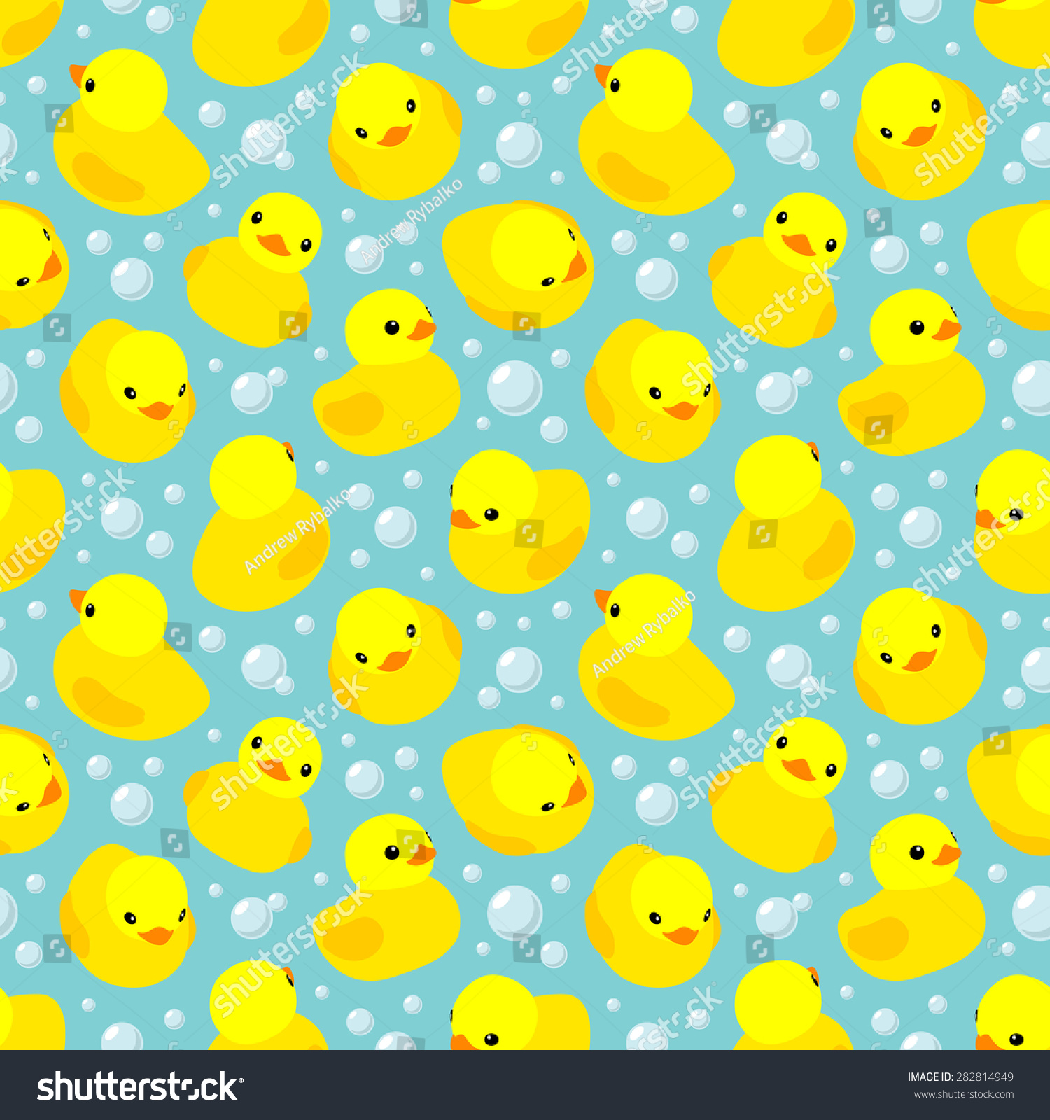 Seamless Pattern Yellow Rubber Ducks Layout Stock Vector (Royalty Free ...