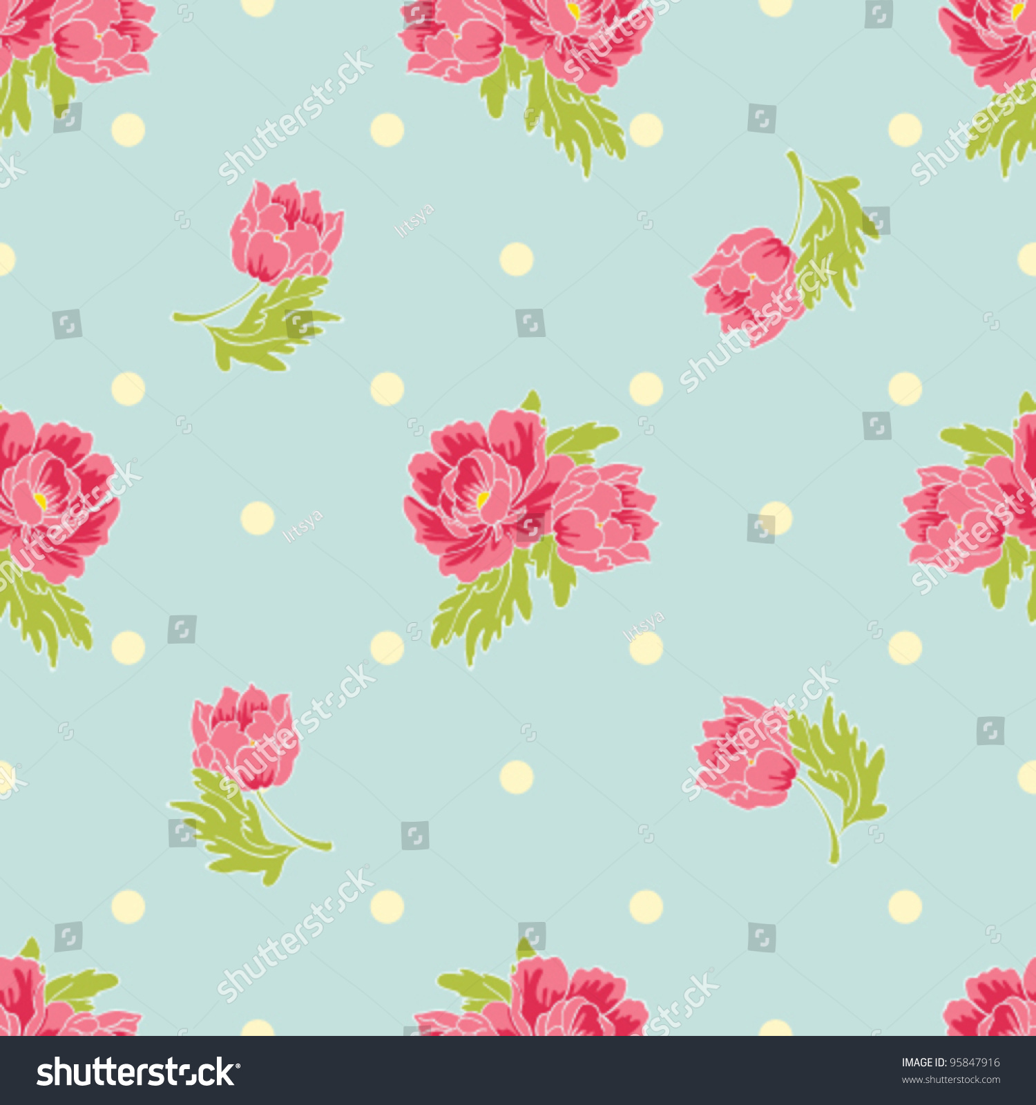 Seamless Peony Wallpaper Pattern. Vector Background - 95847916 ...