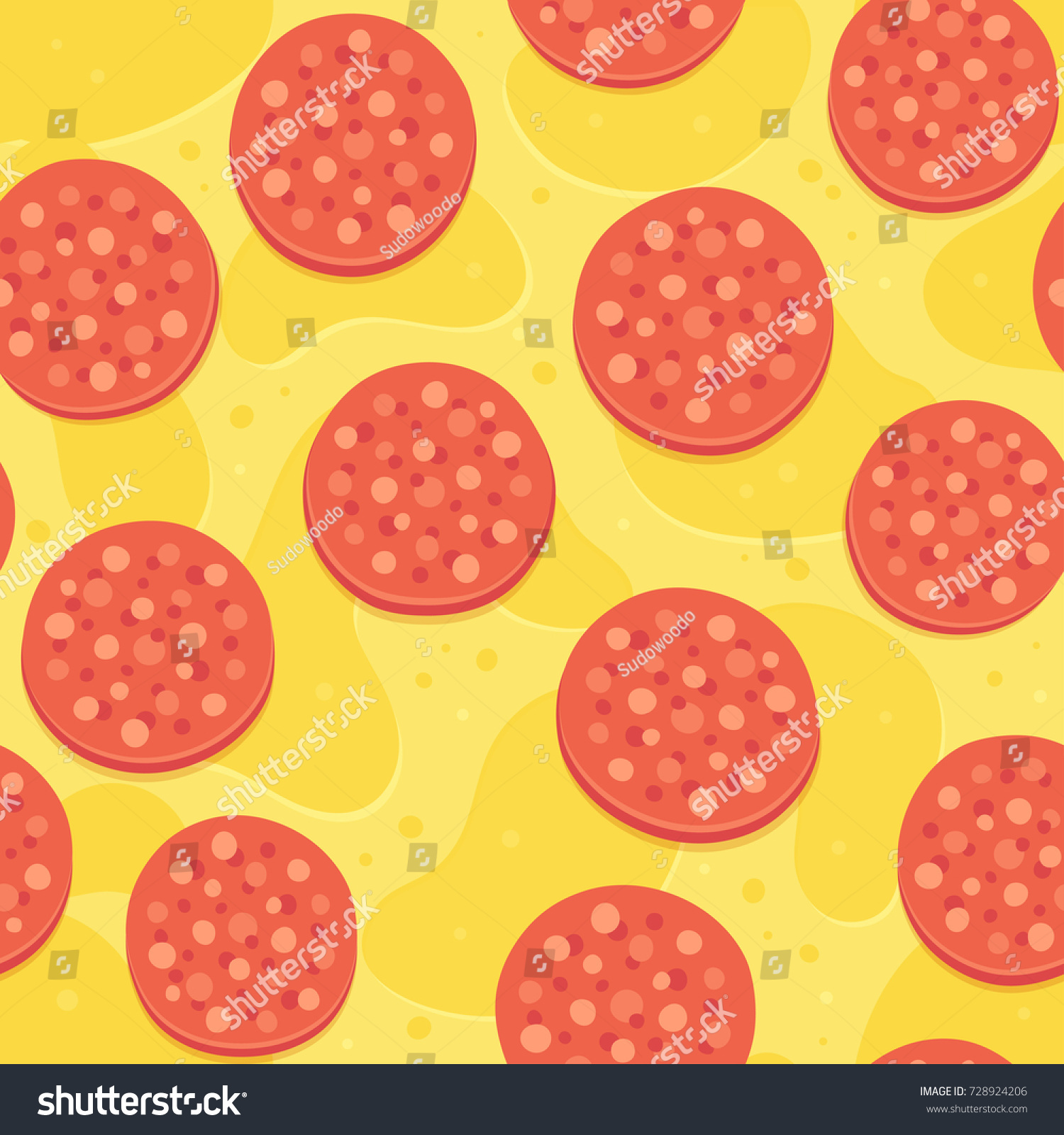 Seamless Pepperoni Pizza Pattern Cheese Texture Stock Vector Royalty Free